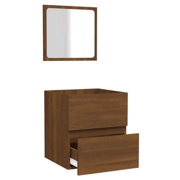 vidaXL Badezimmer-Set Badschrank mit Spiegel Braun Eichen-Optik Holzwerkstoff, (1-St)
