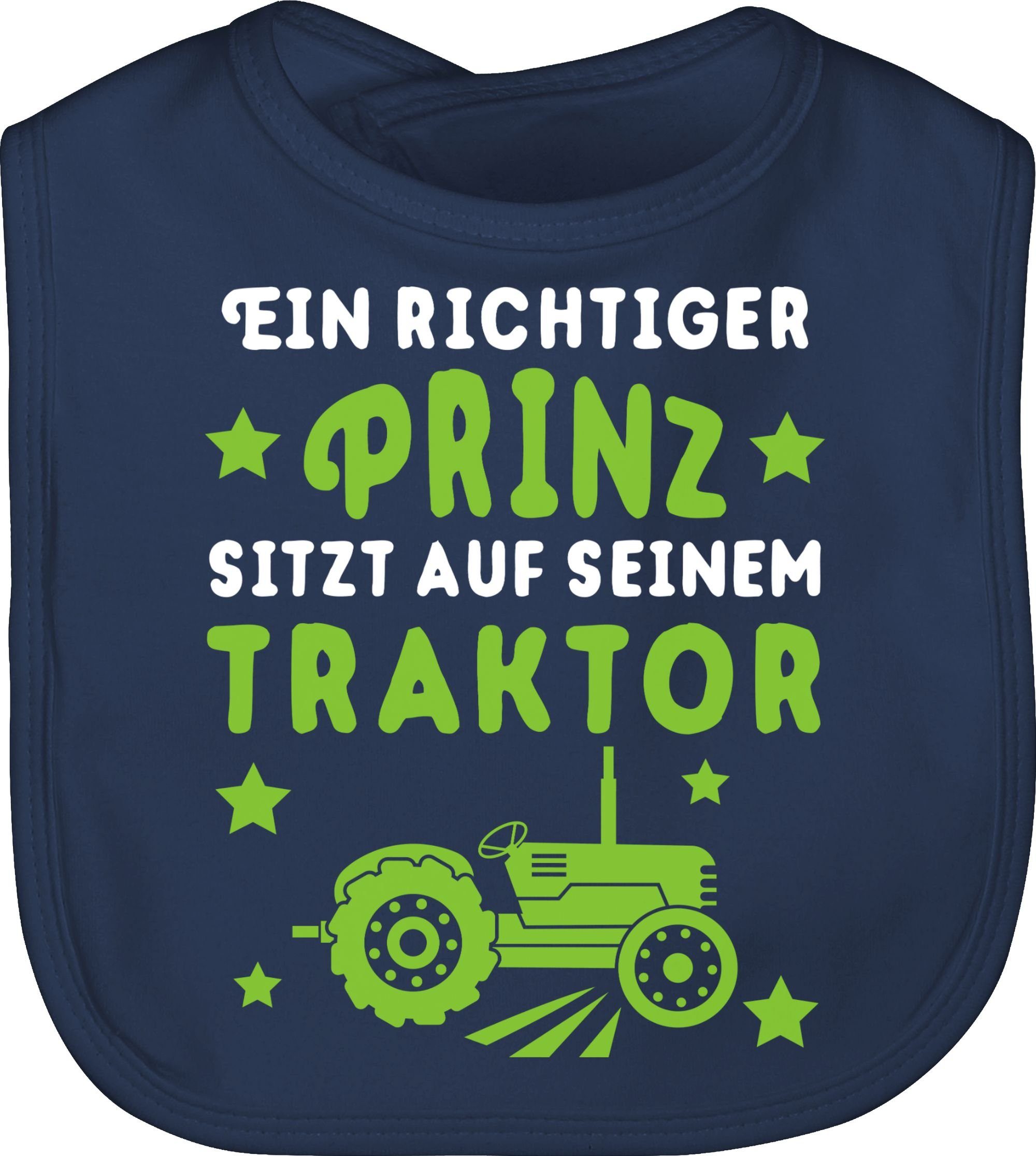 Shirtracer Lätzchen Ein richtiger Prinz sitzt auf seinem Traktor, Traktor 1 Navy Blau