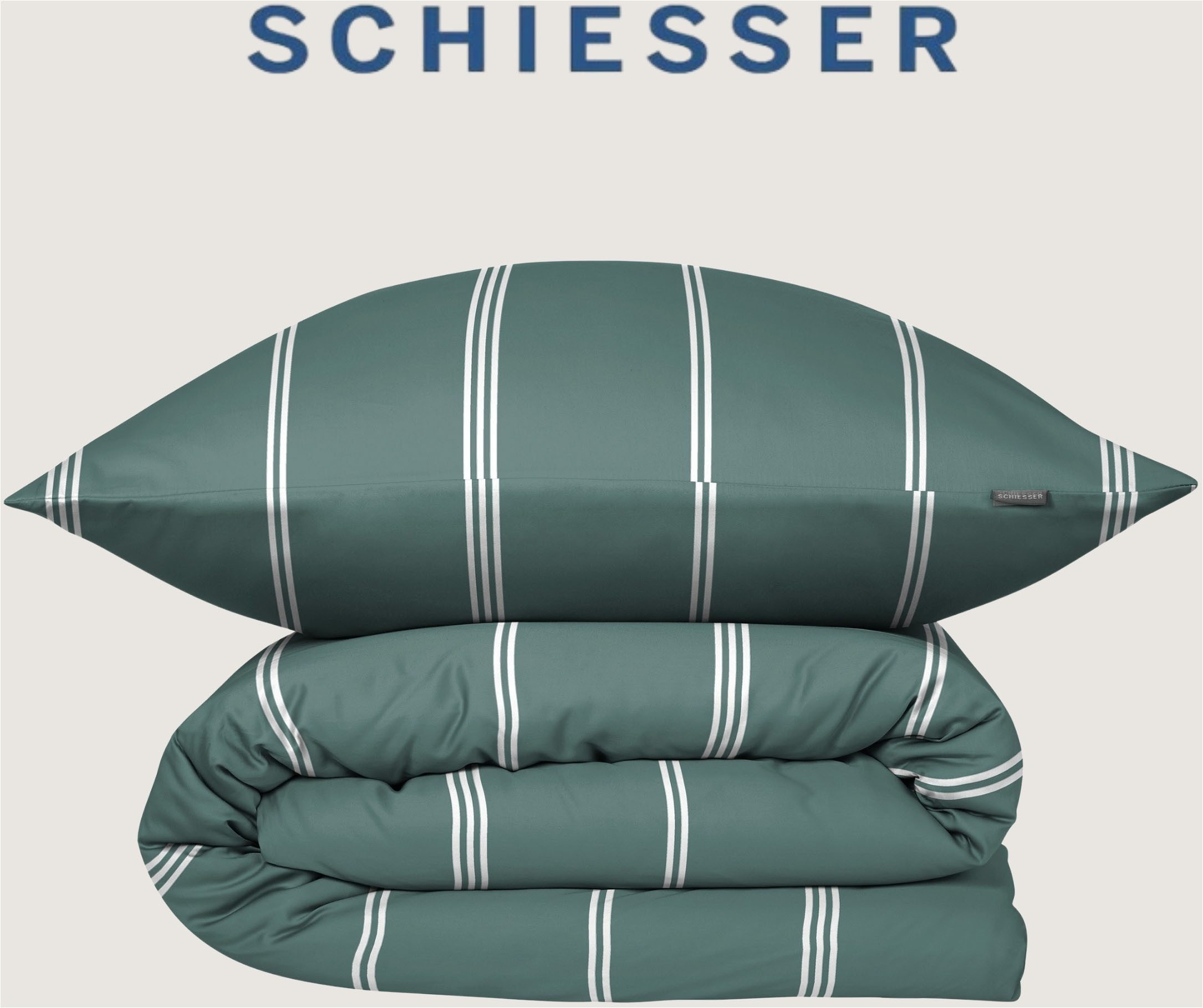 Schiesser Bettwäsche Matteo aus weicher Baumwolle mit klassischem Streifendesign, Renforcé, 2 teilig, MADE IN GREEN by OEKO-TEX®