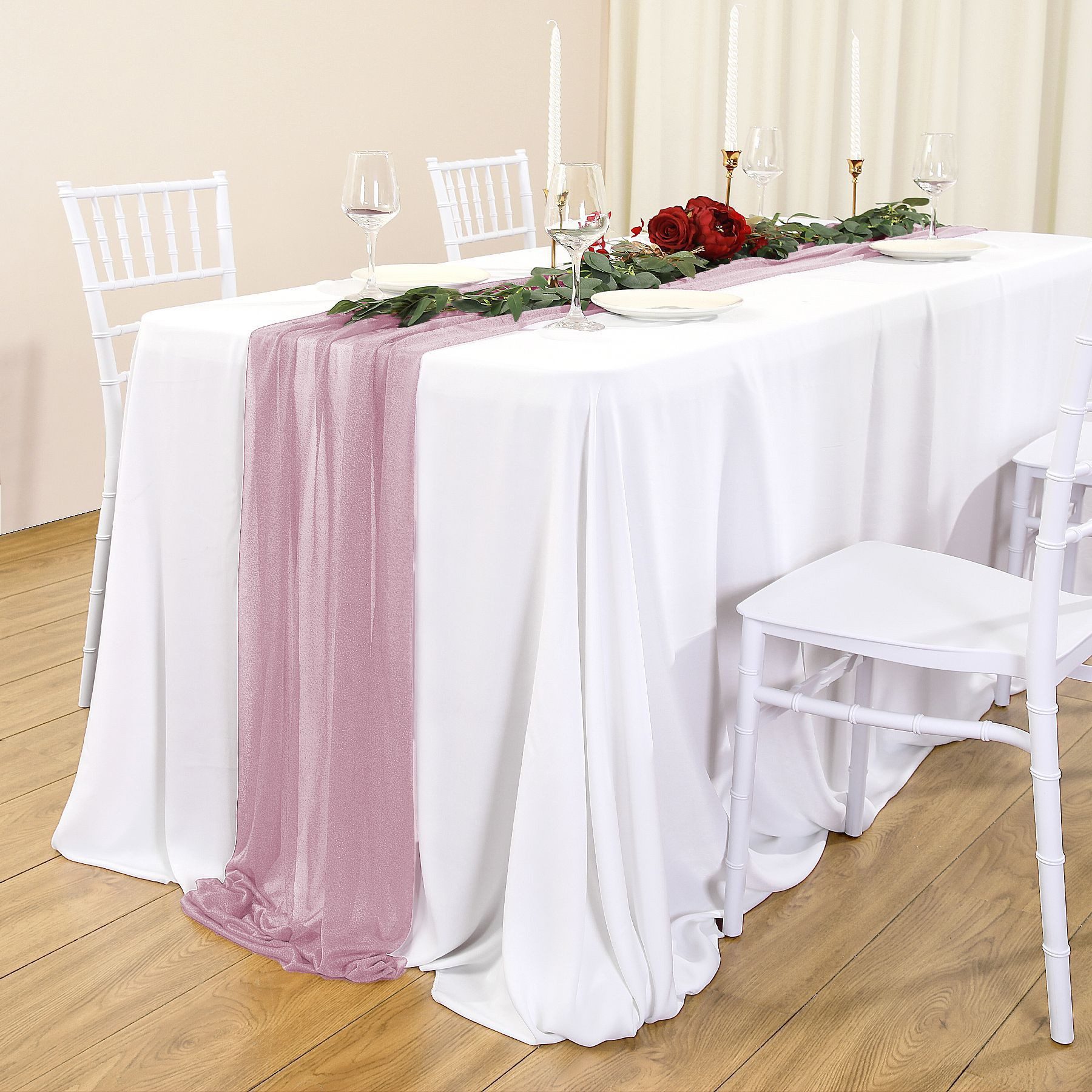 Coonoor Tischläufer Chiffon-Plain-Weave-Tischfahne dekorativer Tablecloth (1-tlg), Küche Tischdekoration Urlaub Hochzeit Party Geburtstag Dekoration