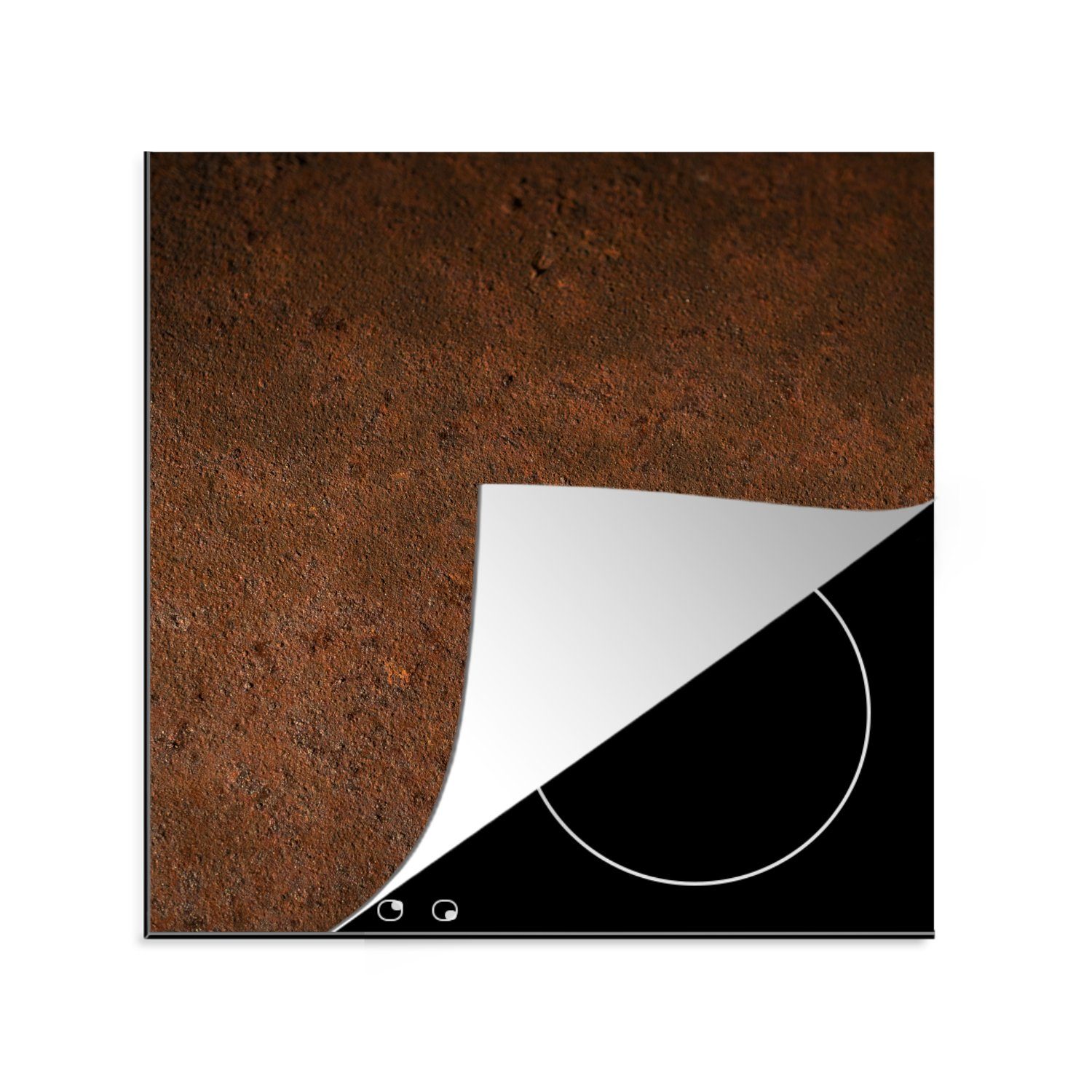 MuchoWow Herdblende-/Abdeckplatte Rost - Orange - Braun, Vinyl, (1 tlg), 78x78 cm, Ceranfeldabdeckung, Arbeitsplatte für küche