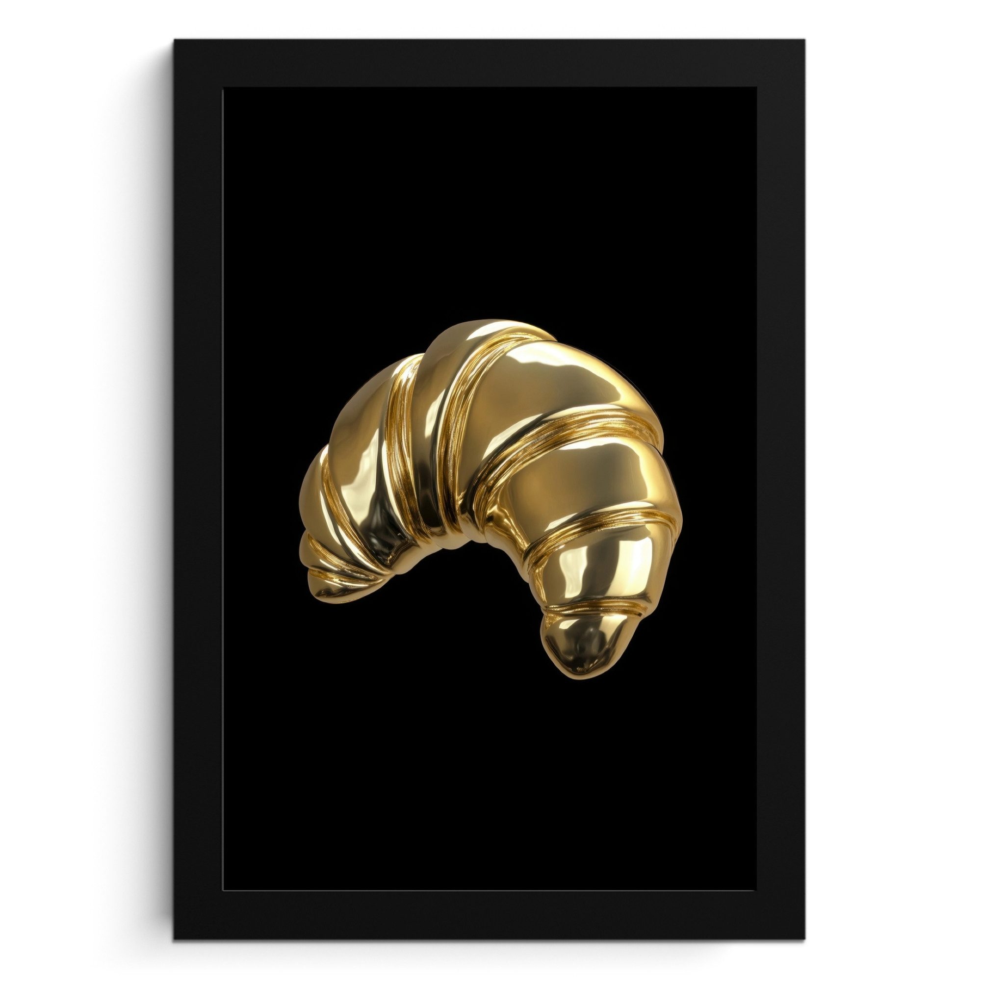 MuchoWow Poster Croissant - Brot - Gold - Schwarz, (1 St), 20x30 cm