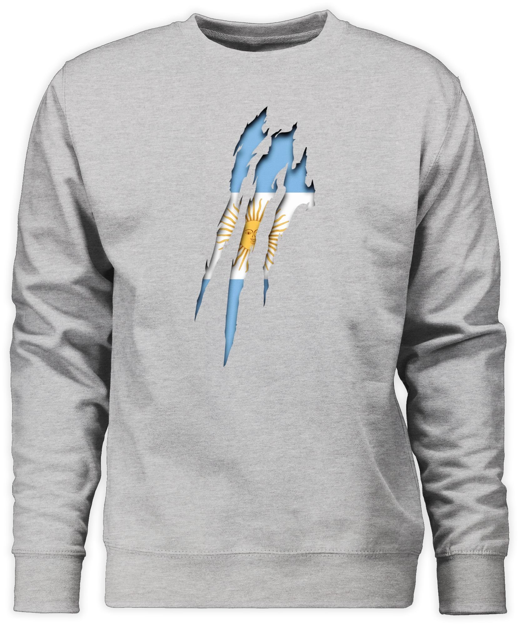 Grau Fussball Sweatshirt EM 2024 Argentinien Krallenspuren (1-tlg) meliert 2 Shirtracer