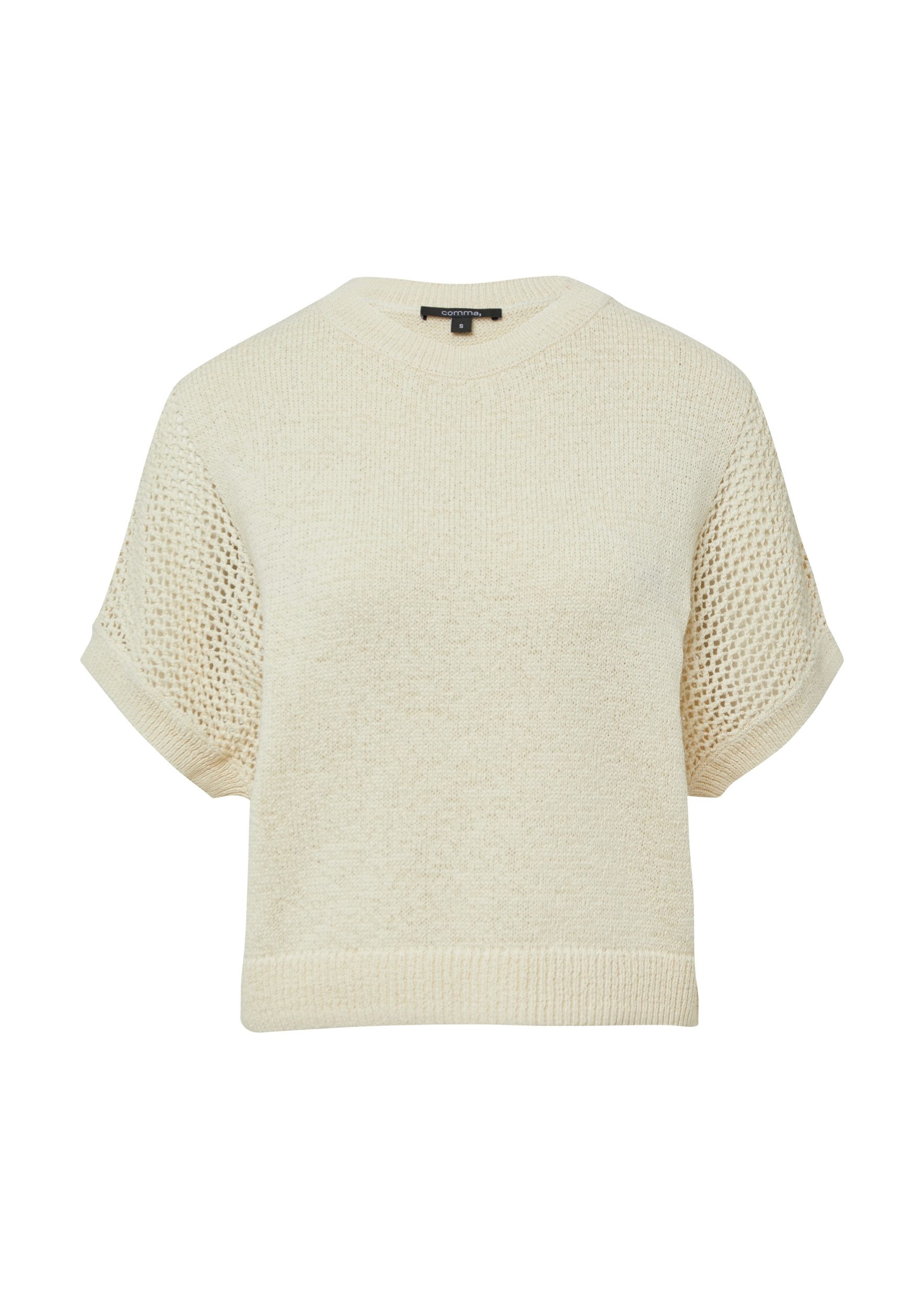 comma Wollpullover Strickpullover WHITE