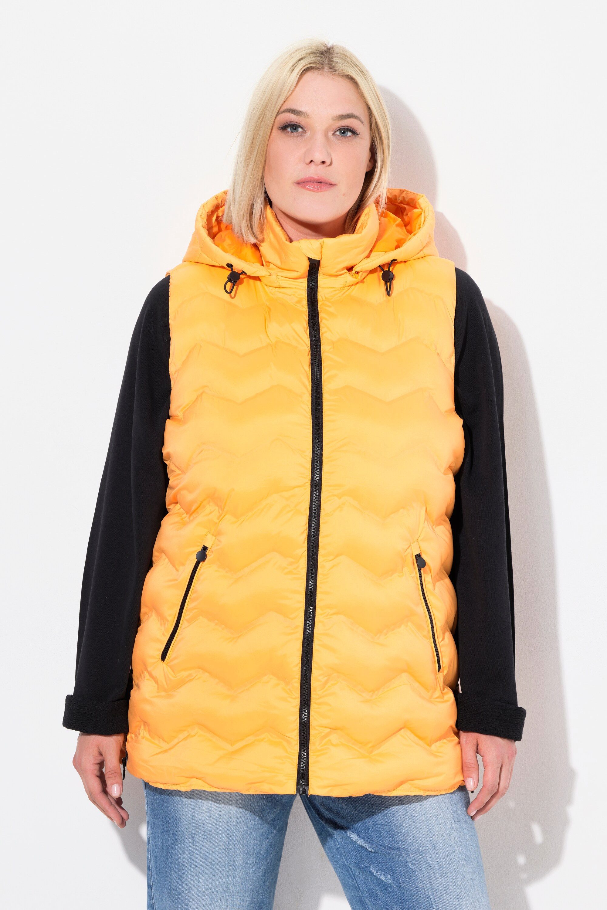Chaleco Acolchado Largo Ulla Popken Hyprar - Impermeable, Ligero Y Con Capucha Ajustable Para Mujer