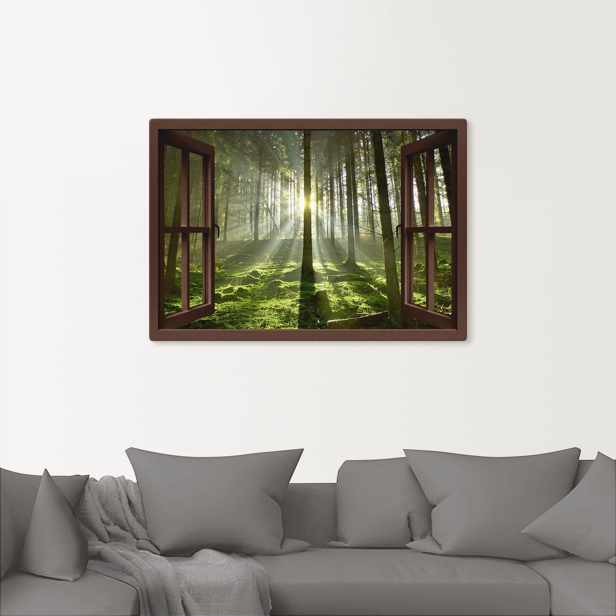 Wald - Wandbild oder Artland als Gegenlicht, im Poster versch. in Fensterblick Leinwandbild, Fensterblick Größen (1 St), Wandaufkleber