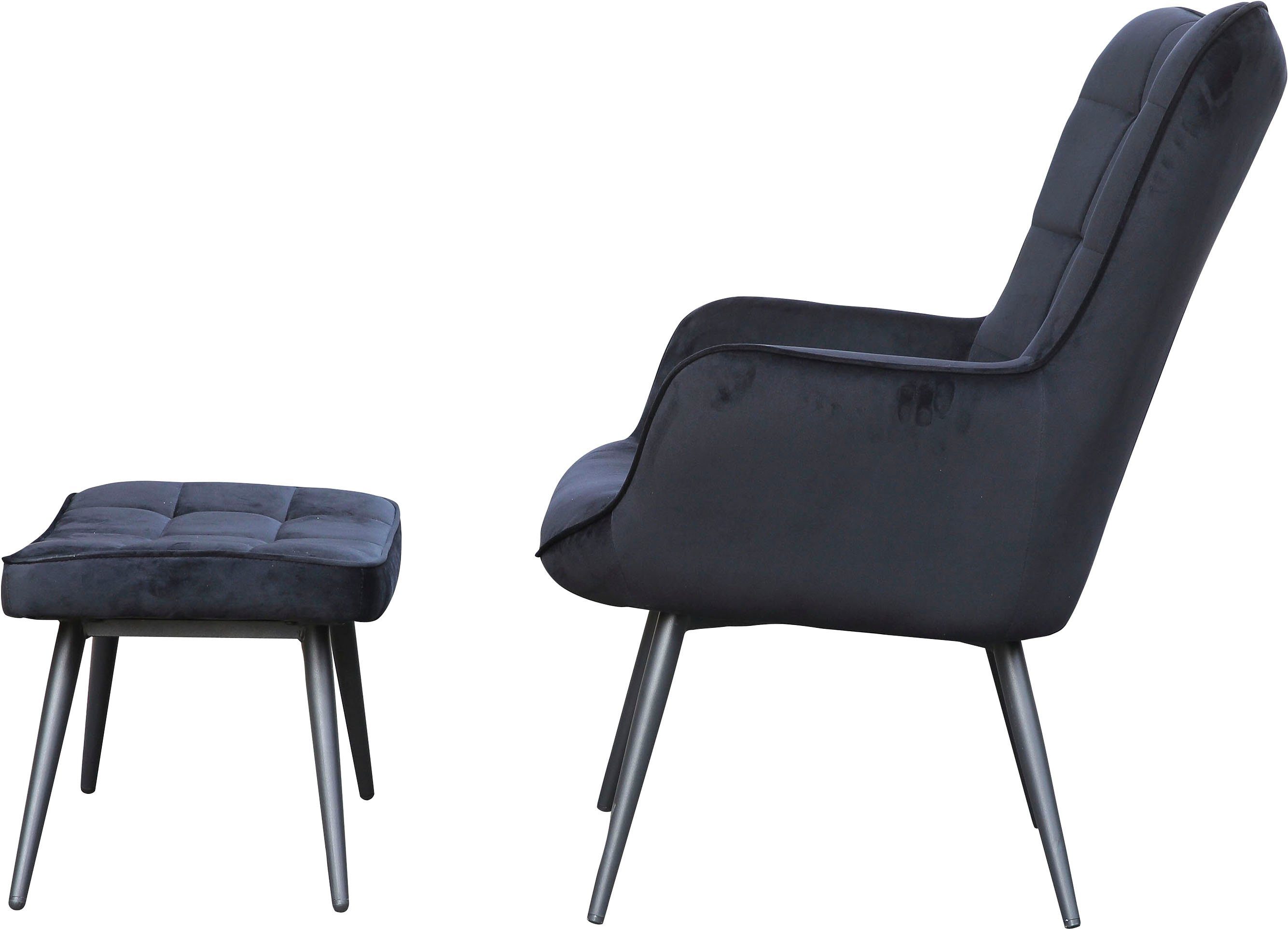 byLIVING Sessel Uta (1-St), Webstoff oder Cord, oder mit Hocker, | ohne wahlweise schwarz schwarz in Samt