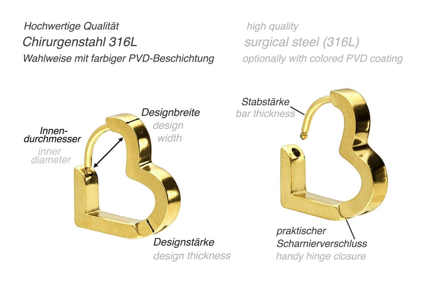 FILANGO Creolen-Set Chirurgenstahl Ohrclicker Creolen HERZ günstig online kaufen