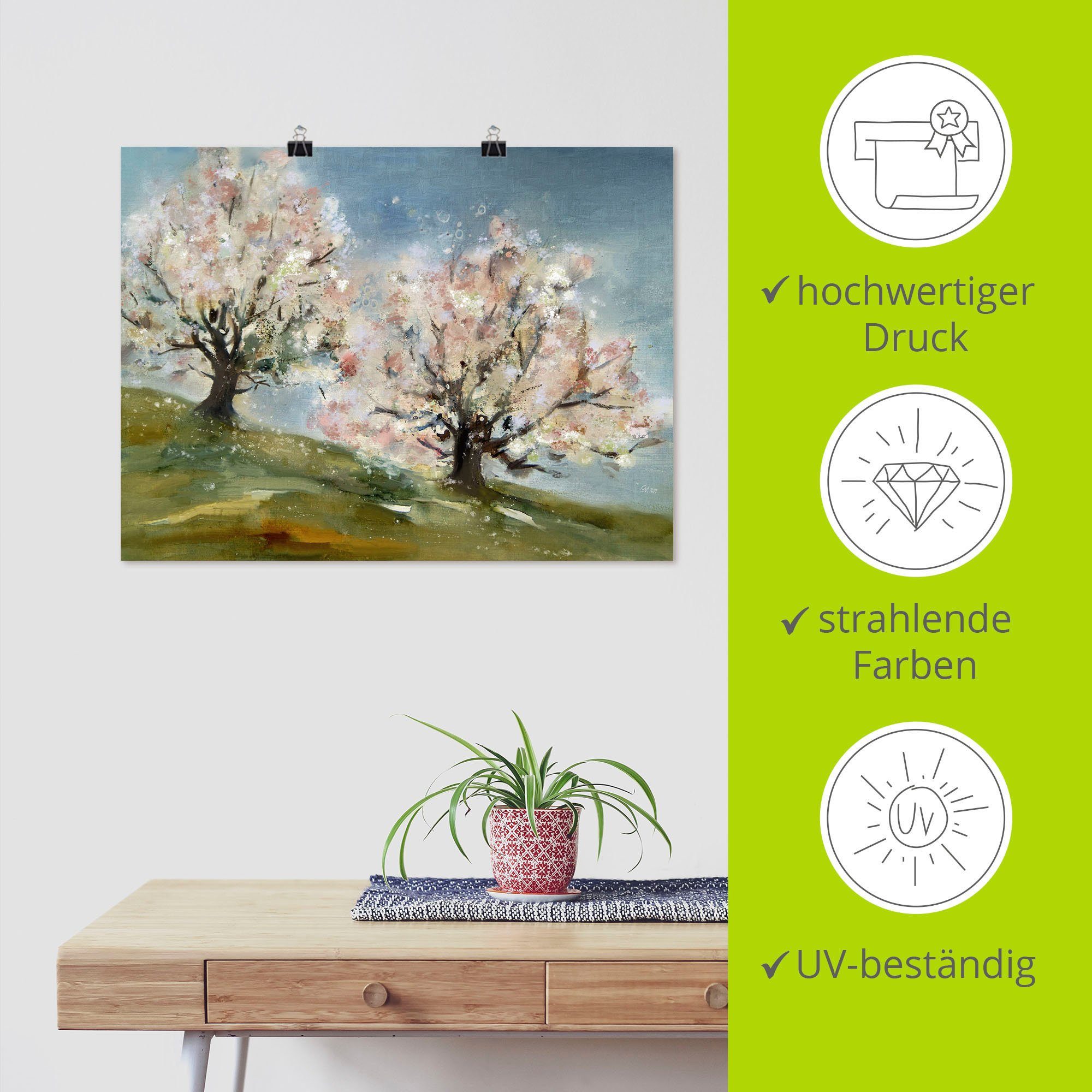 Artland Wandbild Frühling Leinwandbild, - (1 Größen St), Obstbaumblüte, oder versch. Poster in Alubild, als Wandaufkleber Baumbilder