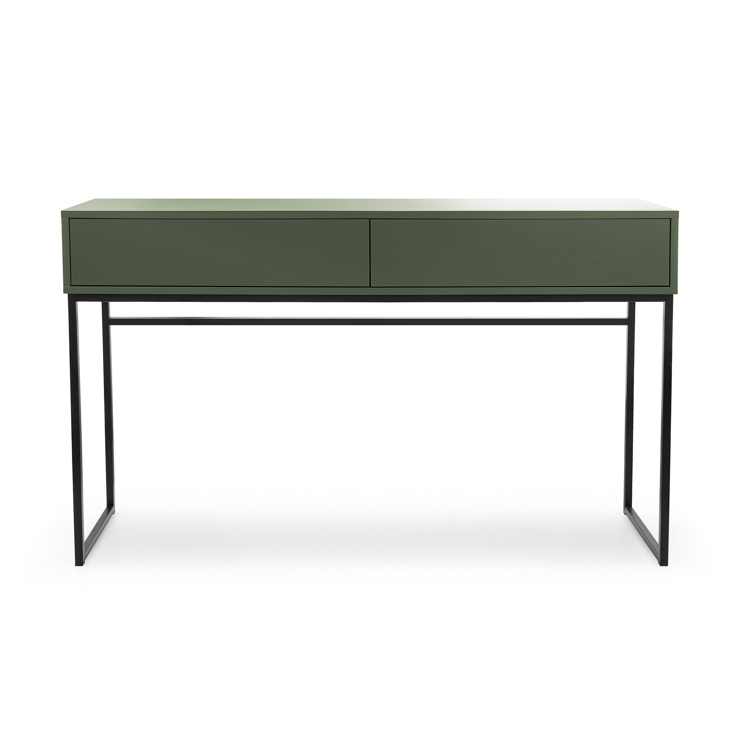 Beautysofa Schminktisch GIANA elegante grifflos mit 2 Schubladen (erhältlich in Sandbeige oder Flaschengrün), Breite: 137 cm