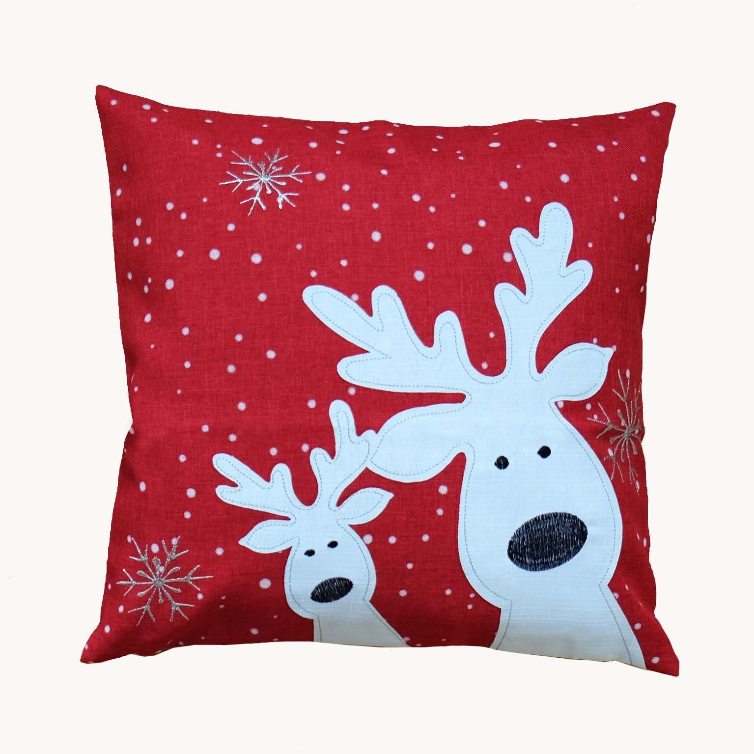 Kissenhülle mit verschiedenen Motiven Advent Weihnachten Winter, TextilDepot24, mit Reißverschluss rot | Kissenbezüge