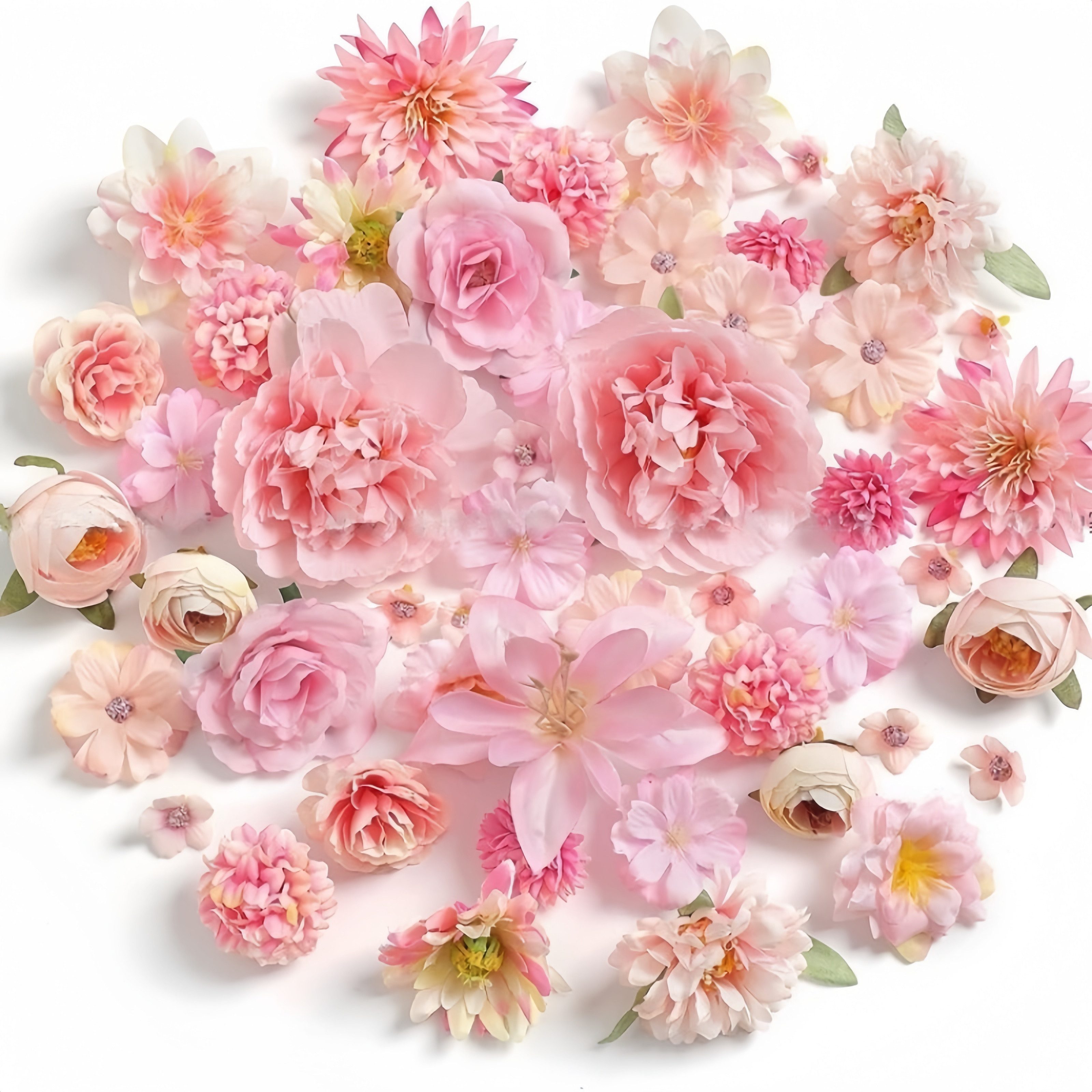 Kunstblumenstrauß 48 rosafarbene Mini-Kunstblumen für DIY-Deko, FOUORTUNATE-BEE, Kleine Blütenköpfe für Hochzeit und Tortendekoration