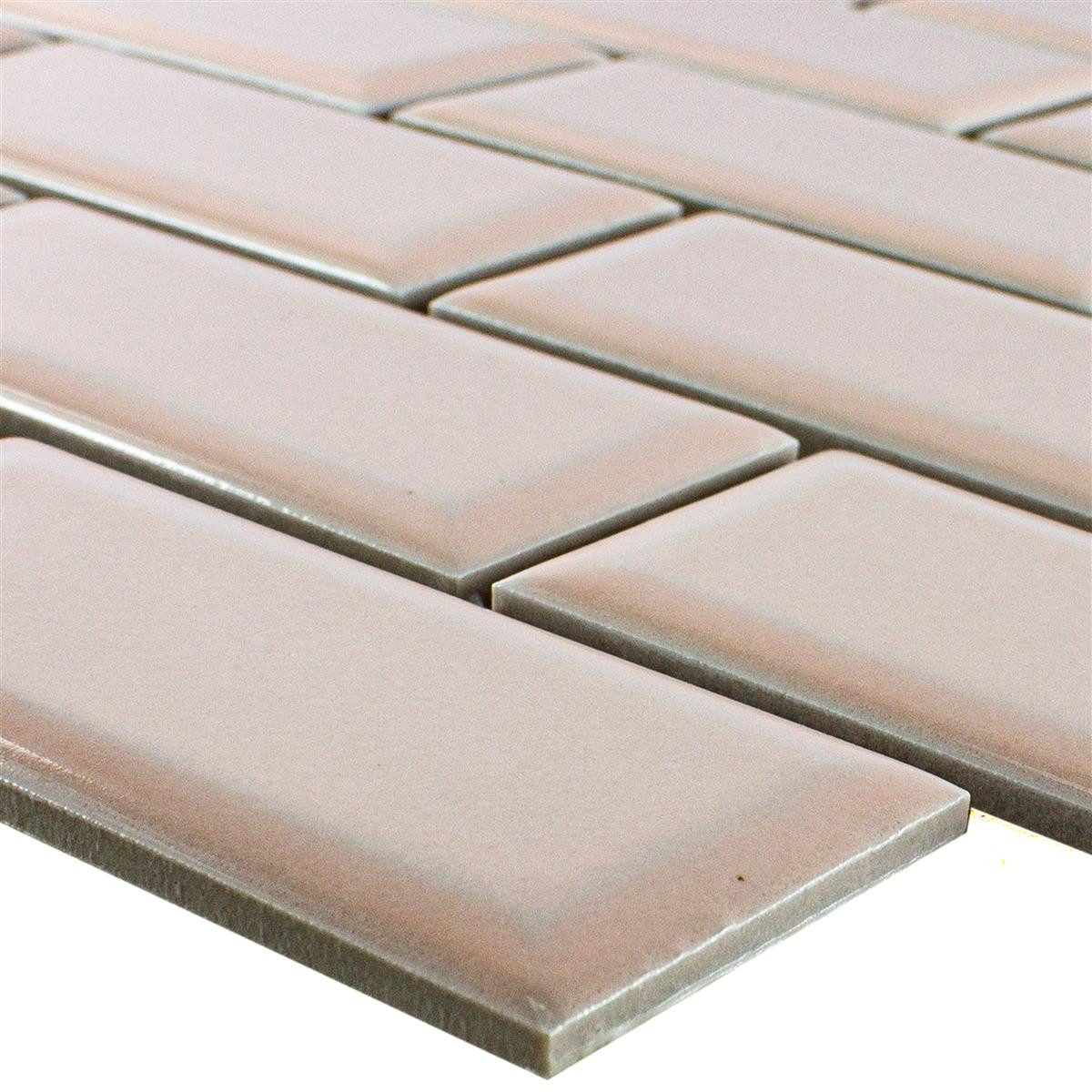 Mosafil Mosaikfliesen Keramik Mosaik Fliesen StPauls Metro Facette, Keramik 29.100x29.600, rosa, Verlegefertig auf ein Netz geklebt - Frostsicher - Wasserfest