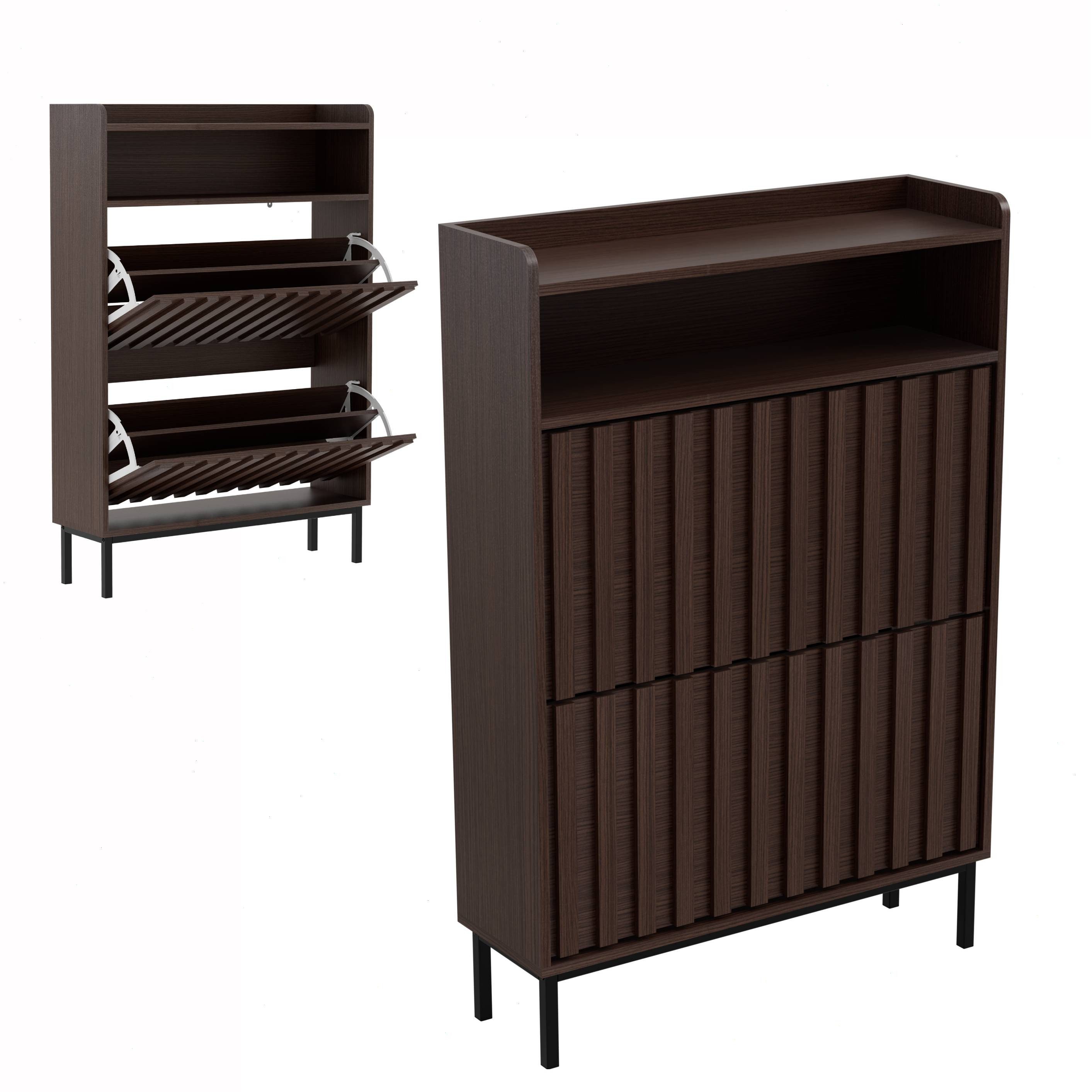 UEV Schuhschrank mit 2 Klappen Schuhregal Schukipper schmal platzsparend (M günstig online kaufen