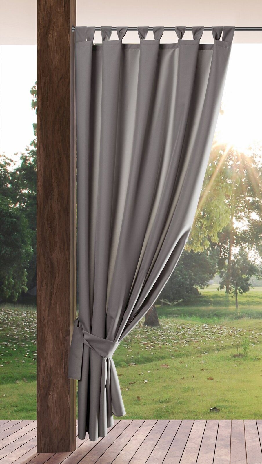 Eurofirany Outdoorvorhang GARDEN, wasserdichter Terrassenvorhang (1 St), Schlaufen, Lichtschutz, Polyester, für Pavillon, Pergola & Balkon, wetterfest, UV-Schutz