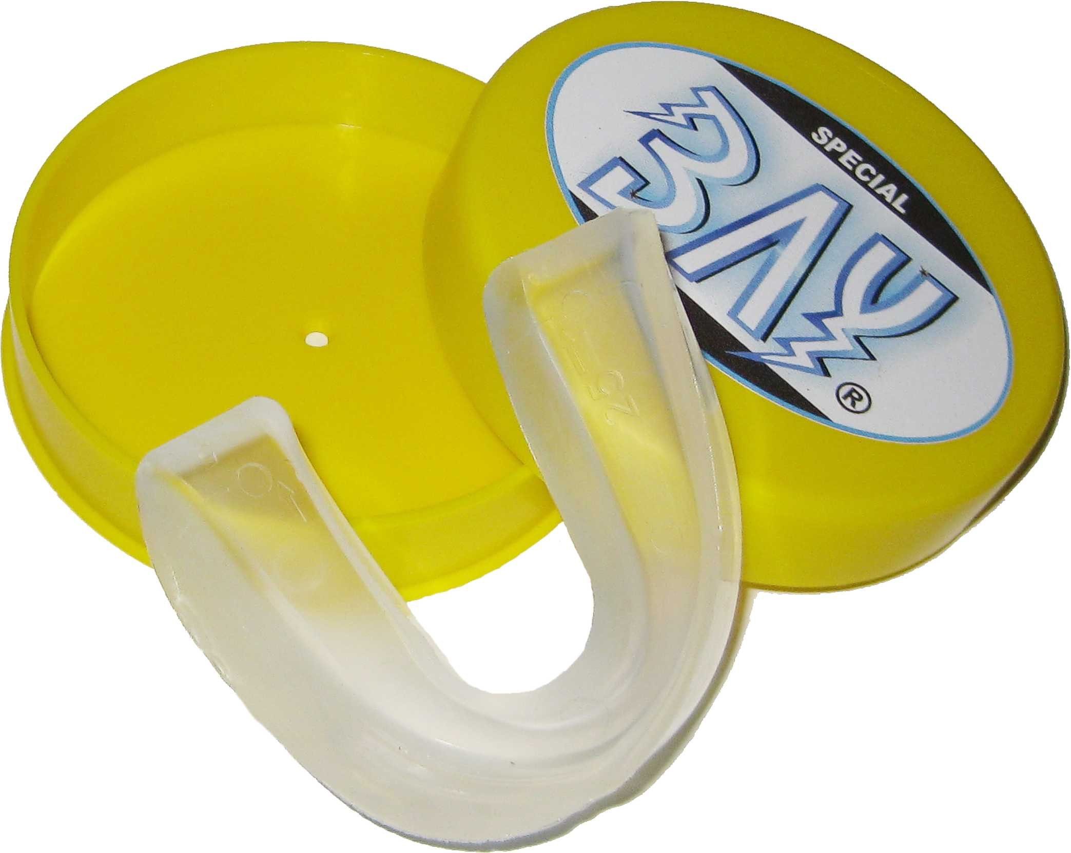 BAY-Sports Zahnschutz Set im Hygienebox Yellowstyle Angebot mit Mundschutz Zahnschutz Stück Zahnschutz 10 Anpassung Sport (Zahnschutz Dose Stück Boxen Wasserbad), mit Aufbewahrungsbox, 10 in transparent, individuelle
