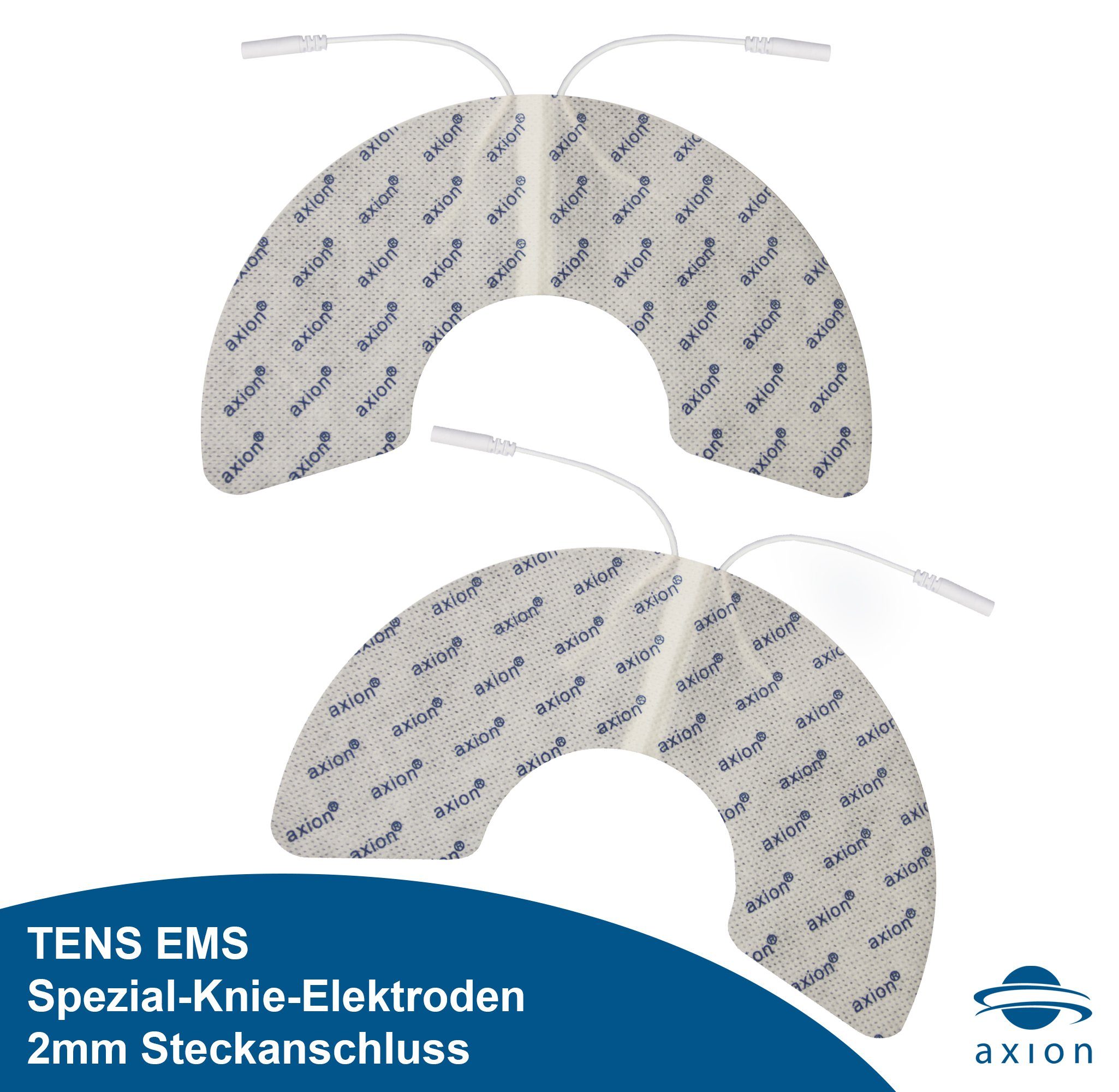 Axion Elektrodenpads passend zu Prorelax, Promed, axion - Knieelektrode, 2mm Steckanschluss, 2 St.,selbstklebende TENS EMS Elektroden für TENS EMS Geräte