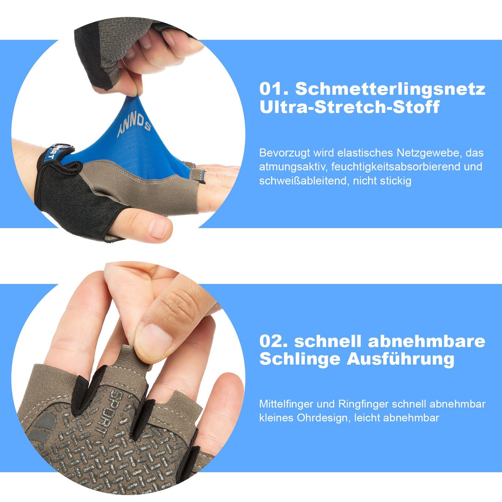 Sunicol Fahrradhandschuhe Halbe Segeln Atmungsaktiv, Angeln zum UV-Sonnenschutz Wandern Fingerhandschuhe, Paddeln Grün Rudern