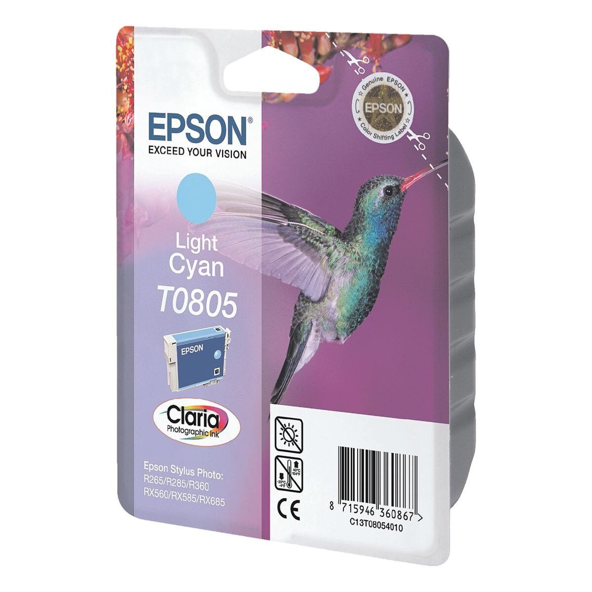 Epson T080540 Tintenpatrone (Original Druckerpatrone, cyan (hell)