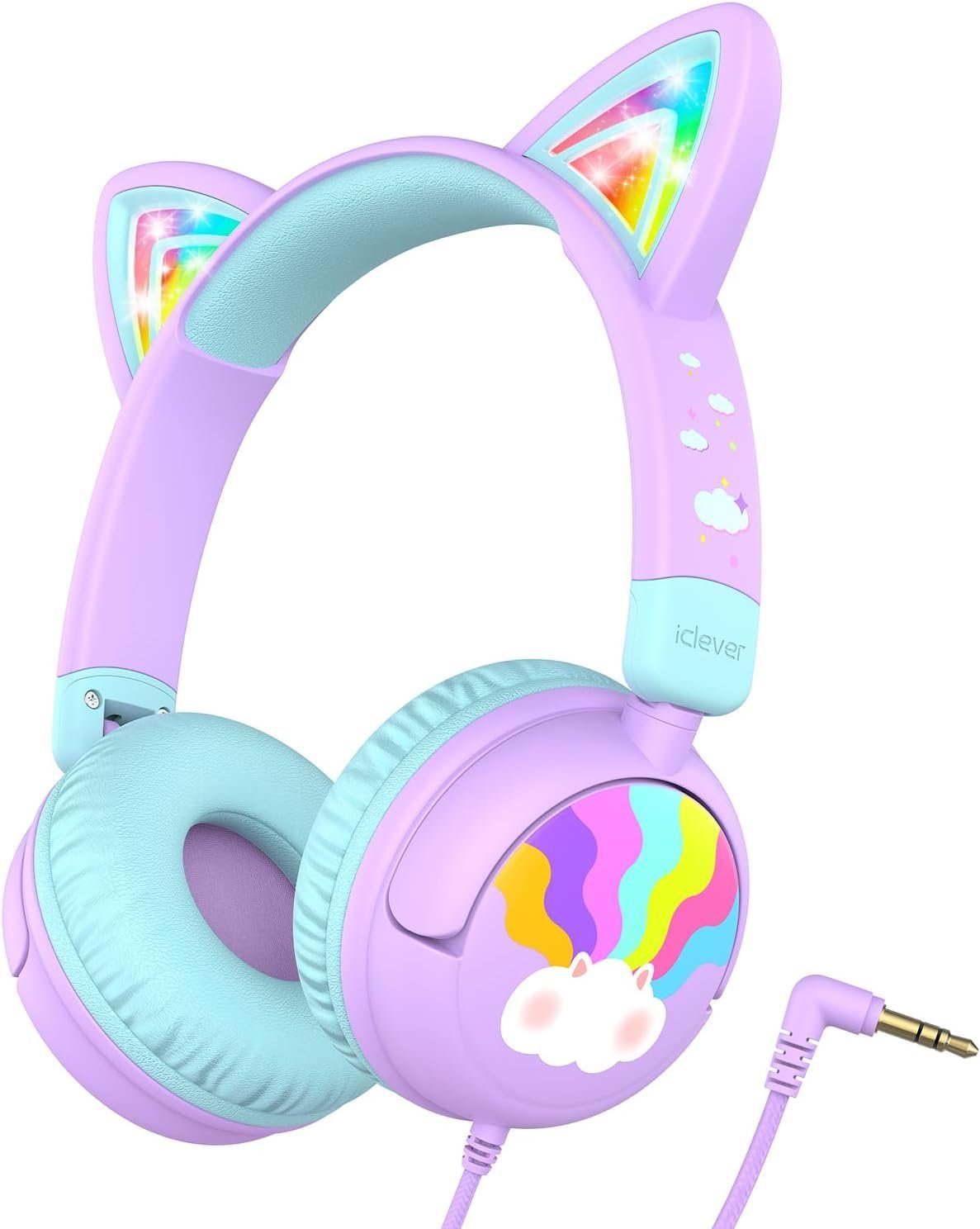 iclever IC-HS25 On-Ear-Kopfhörer (85dBA Sichere Lautstärke, Stereo Sound, Kleinkind Kopfhörer) Lila