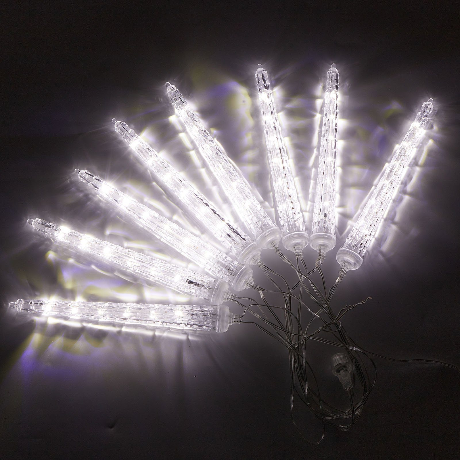 wasserdicht, Rosnek Weihnachten 96-flammig, Lichter; 8 LED-Lichterkette für Eiszapfen Bäume, LED Eiszapfen Traufe 2.8M, 7V, anschliessbar, mit