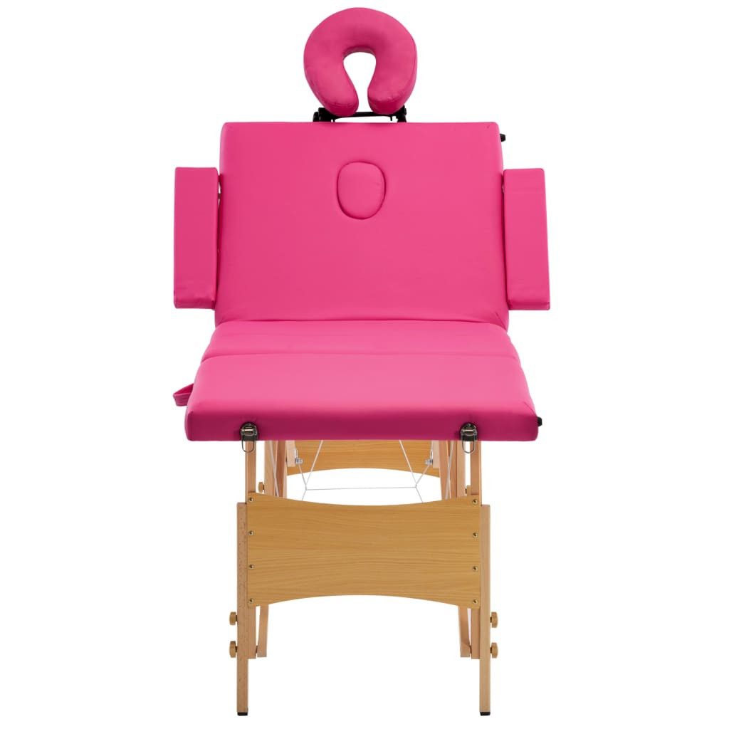 vidaXL Massageliege Massageliege Klappbar 4-Zonen mit Holzgestell Rosa