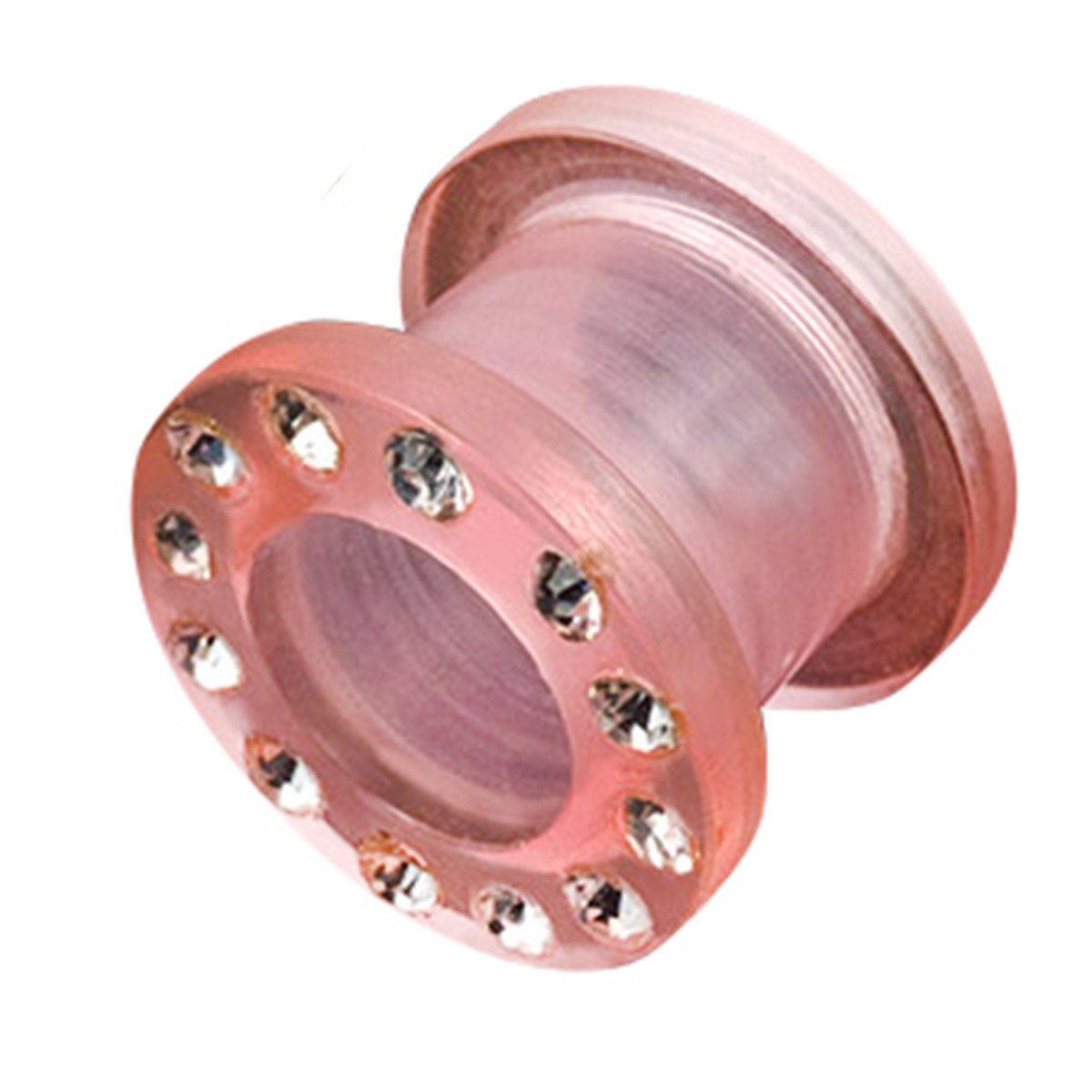 Taffstyle Plug Piercing Kristall, Kunststoff Plug Lobe Rosa Flesh Dehner Lobes Schraub Dehner Tunnel Lobes Ohrpiercing Ear Lobe Ear