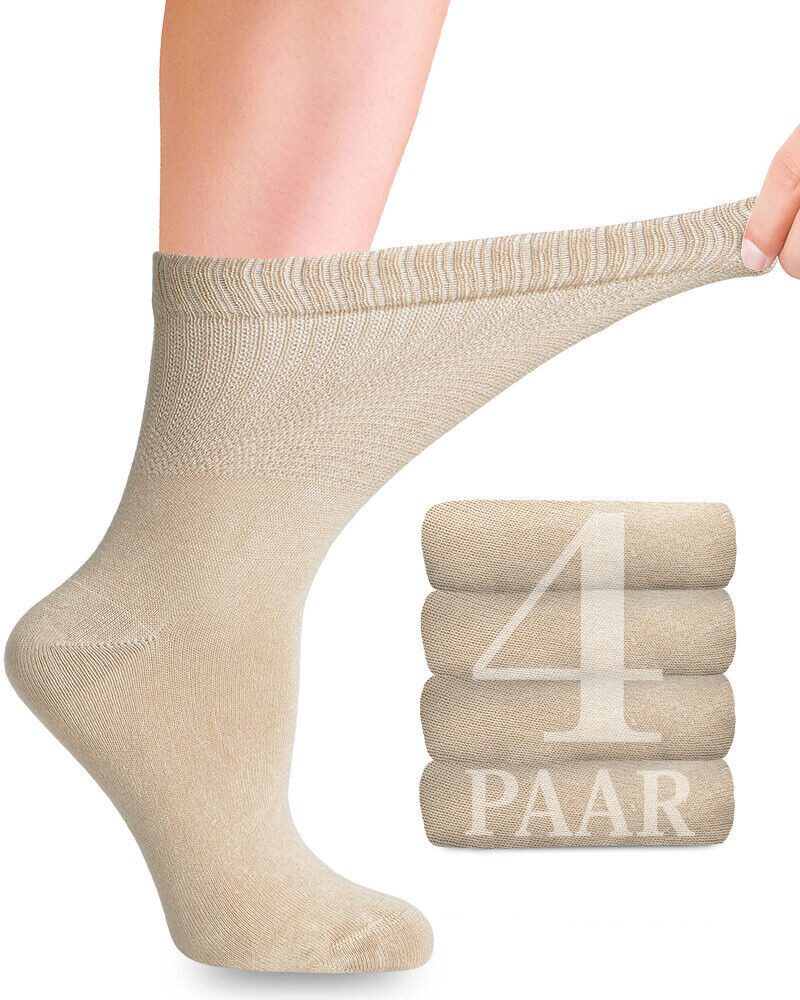 Fiera Besa Diabetikersocken (4 Paar) Diabetiker Socken mit Lycra für Damen, Ohne Naht, für Alltag