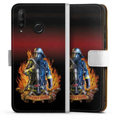 DeinDesign Handyhülle Feuerwehrmann Feuerwehr Beruf Firefighter, Huawei P30 Lite Premium Hülle Handy Flip Case Wallet Cover