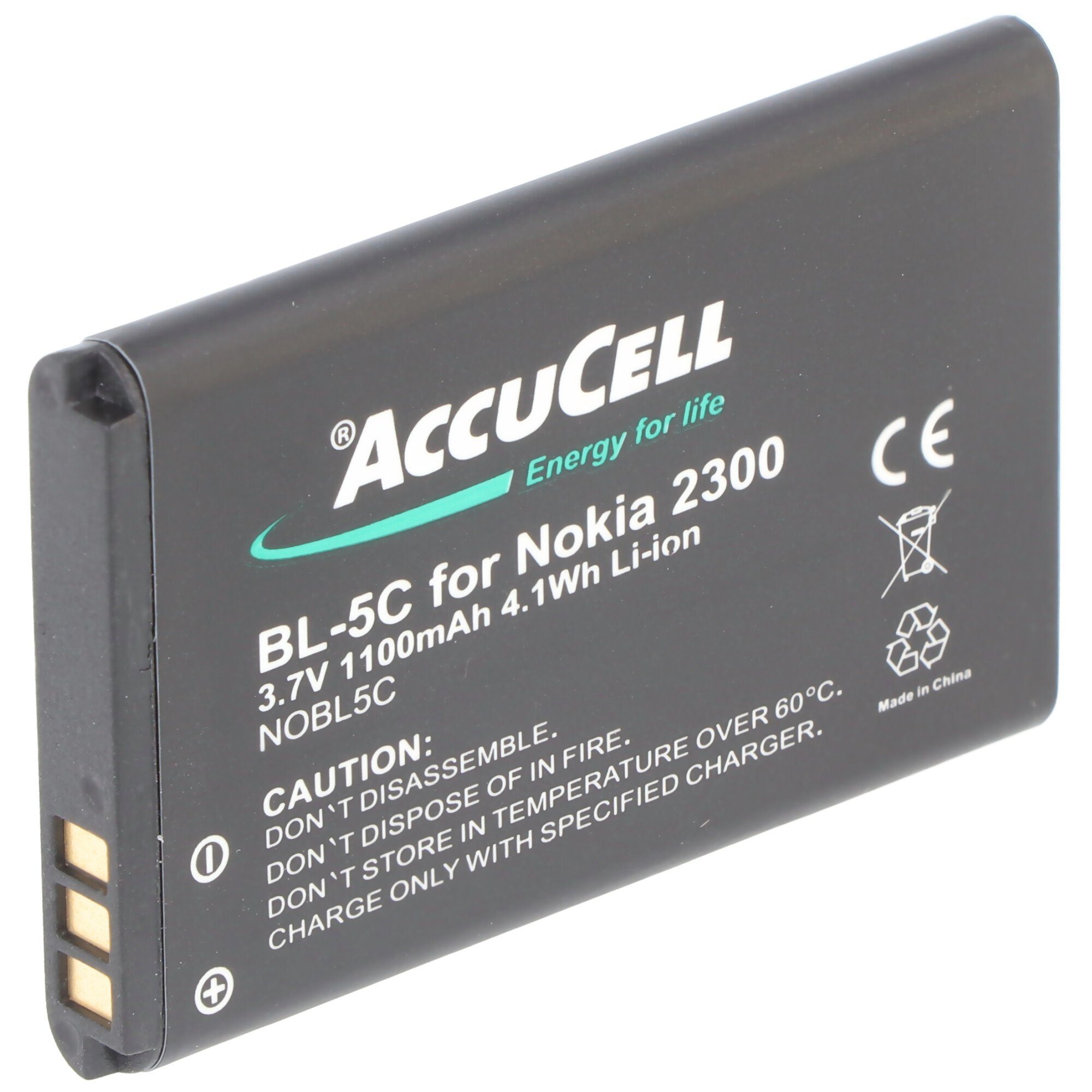 AccuCell AccuCell Akku passend für Nokia 1600, BL-5C, 1100mAh Akku 1100 ...