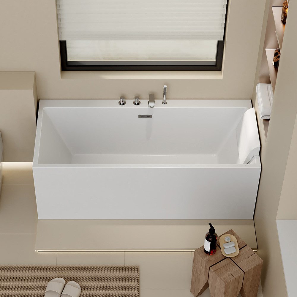 HOME DELUXE Badewanne AMBER 170 x 58 x 80 cm, inkl. Ablauf & vormontierte Armaturen, Acryl-Badewanne, Spa