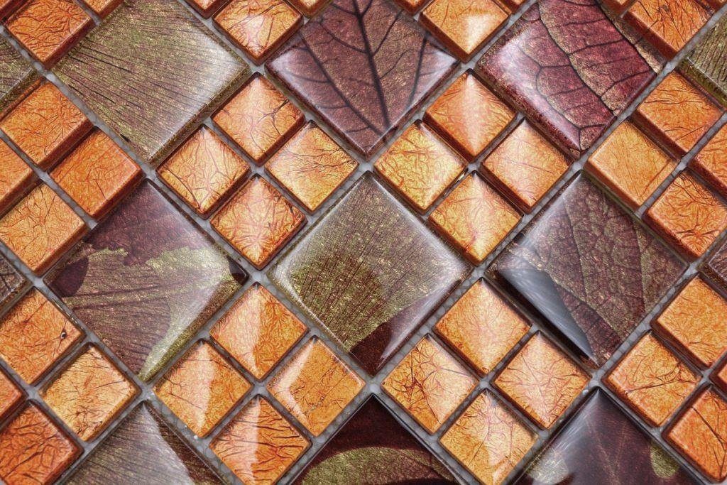 Glasmosaik Mosaikfliesen glänzend Mosaikfliesen orange / Crystal Mosani Matten 10