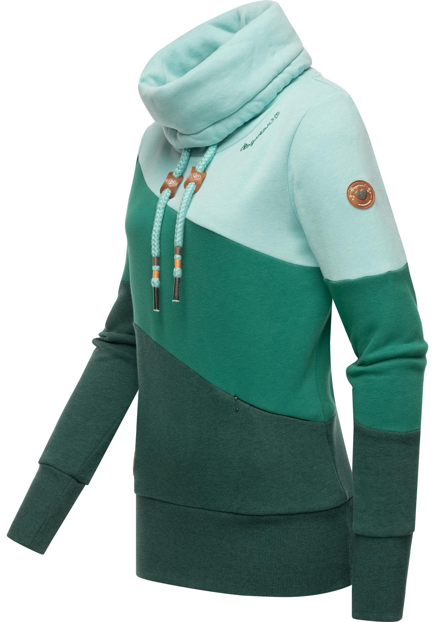 grün Rumika Schlauchkragen Ragwear Sweatshirt Pullover modischer Longsleeve mit