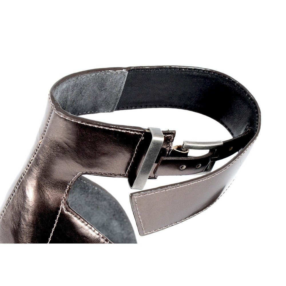 Halston Marylan Anthra Pumps High-Heel-Sandalette Breiter Knöchelriemen mit Rutsche; Versteckte Schnalle