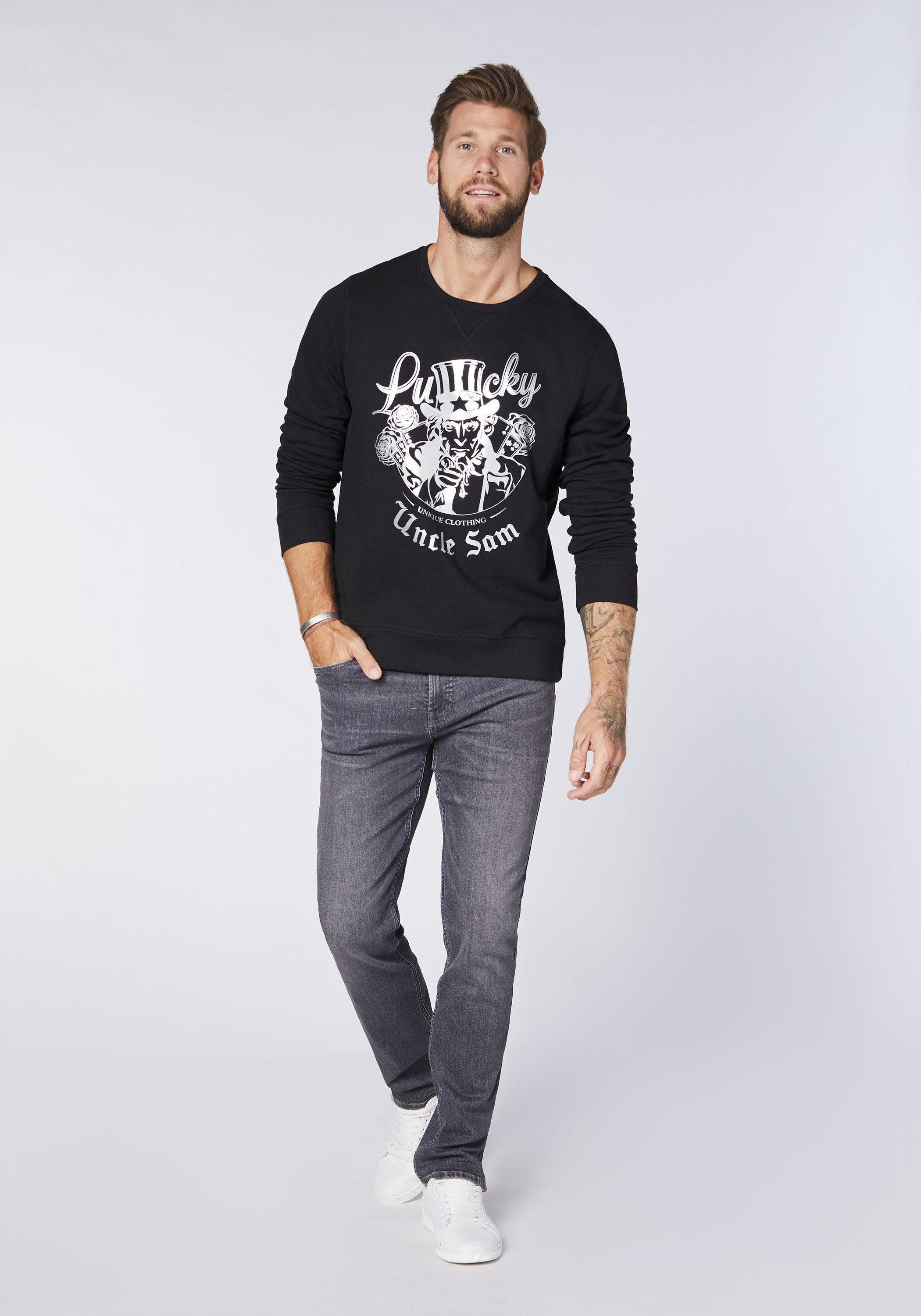 Sweatshirt Uncle 19-3911 Deep Uncle Sam mit Sam Frontprint Black