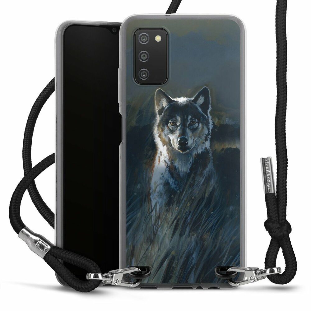 DeinDesign Handyhülle Wolf Natur Malerei Wolf 2, Samsung Galaxy A03s Handykette Hülle mit Band Case zum Umhängen
