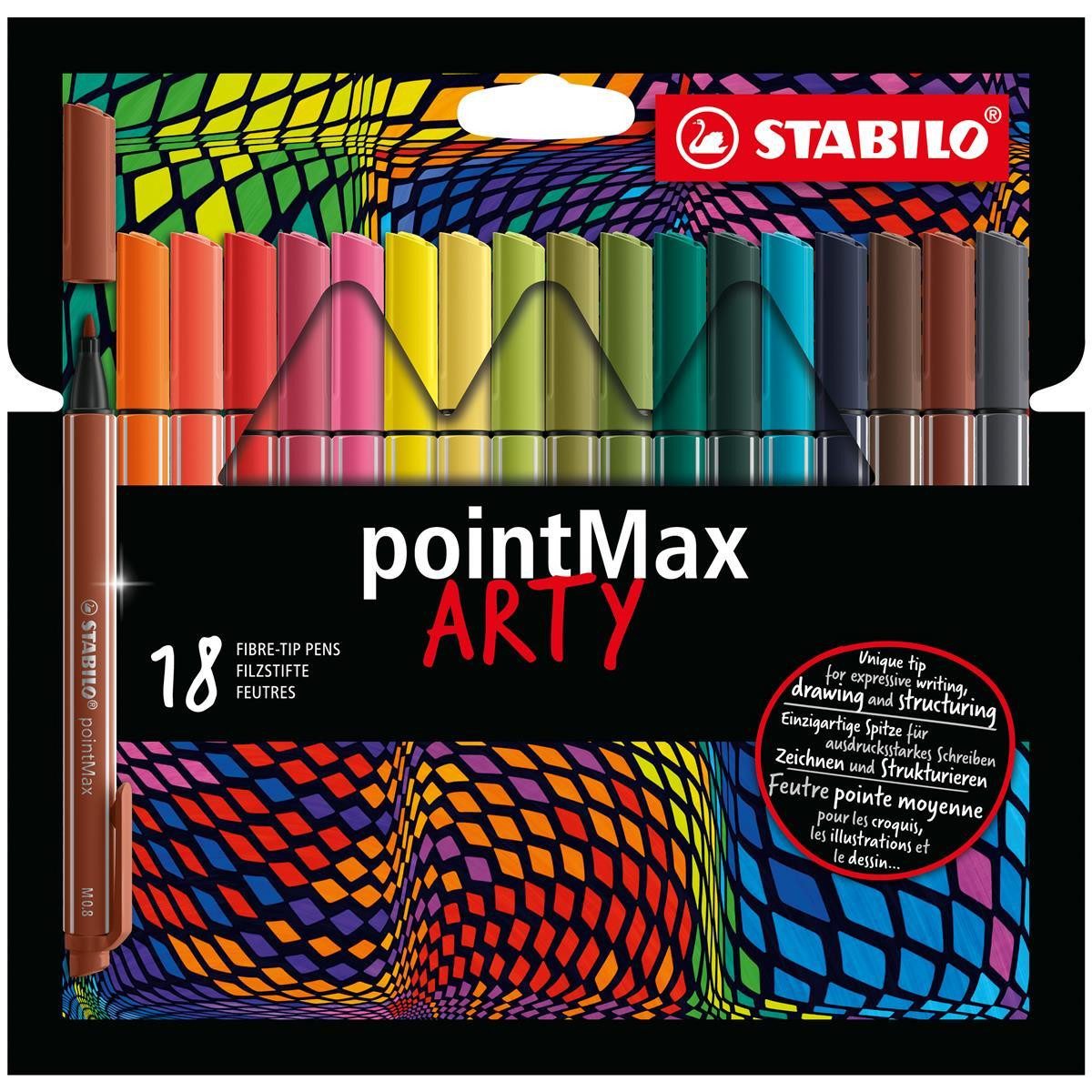 STABILO Faserstift STABILO pointMax ARTY Filzstift - 0,8 mm - 18er Set