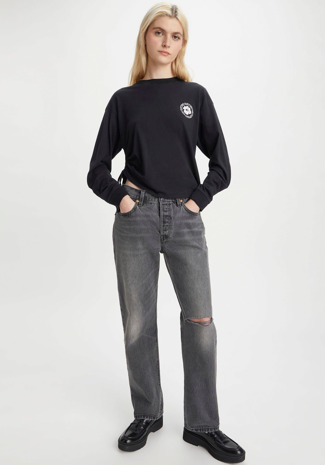 schwarz GRAPHIC CINCHED mit TEE Levi's® seitlicher LS Raffung Langarmshirt