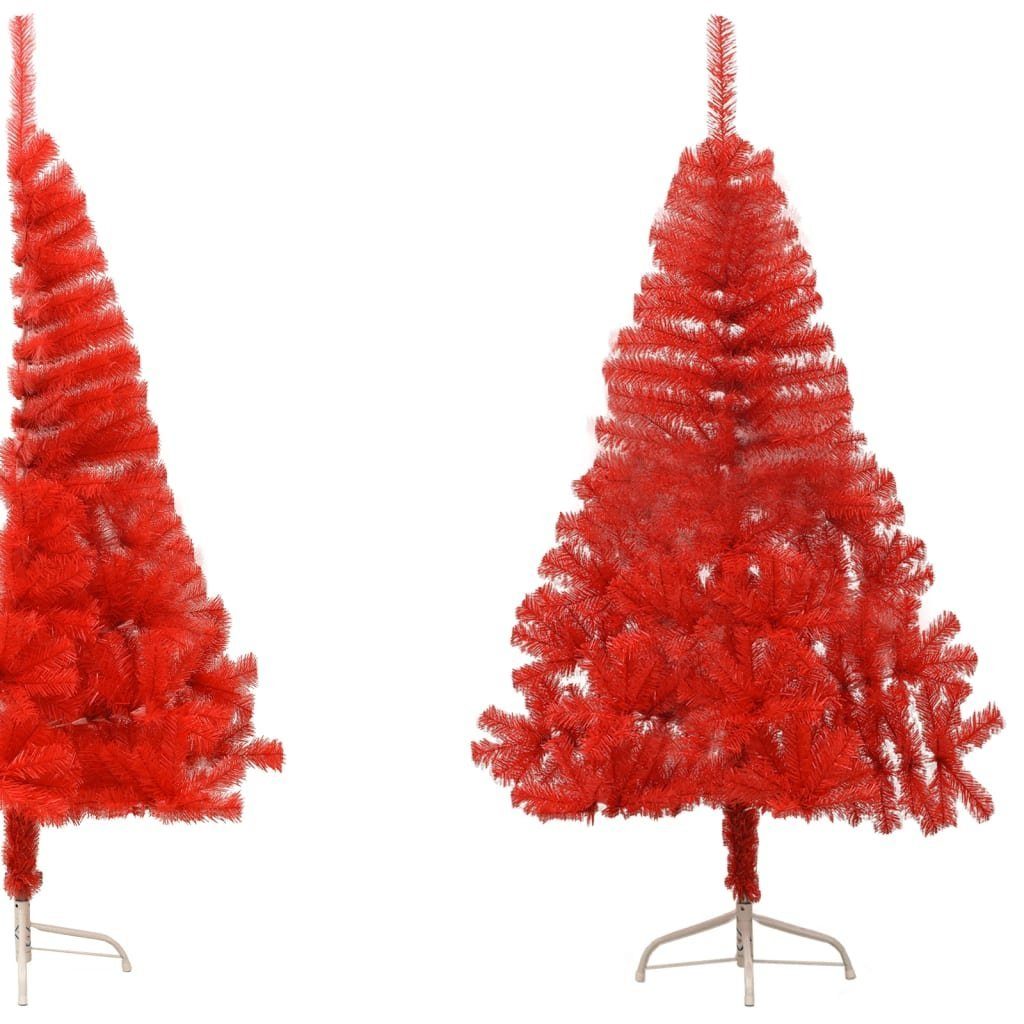 vidaXL Künstlicher Weihnachtsbaum Künstlicher mit PVC Rot cm 120 Halb-Weihnachtsbaum Ständer