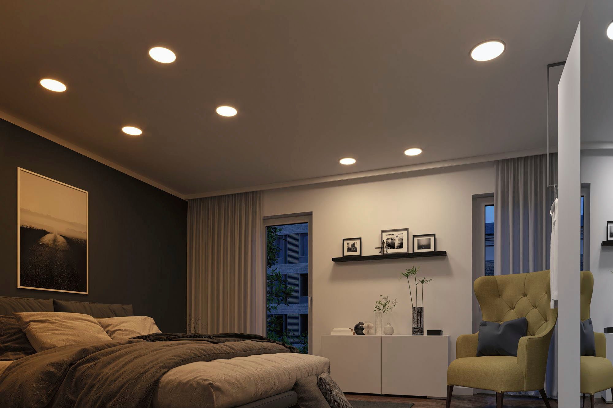 Paulmann LED Einbauleuchte Areo, warmweiß LED-Modul, LED White Smart Home, Tunable integriert, fest kaltweiß, Weiß 