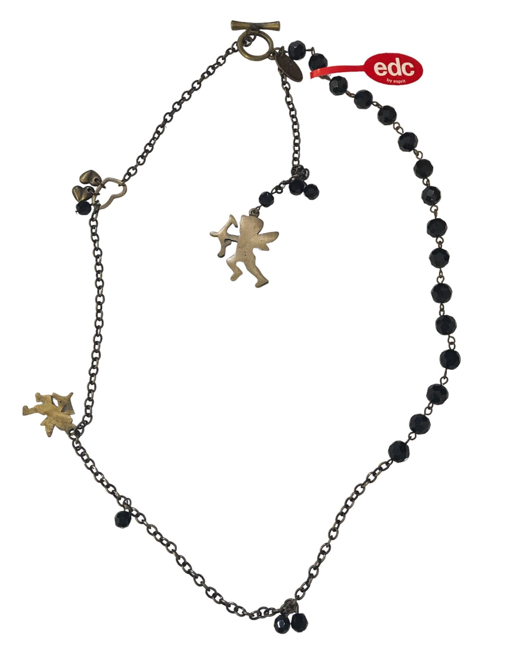 edc by Esprit Collier ECNL-10006.A.60, altgold-optik, Kunststoffsteine in schwarz integriert