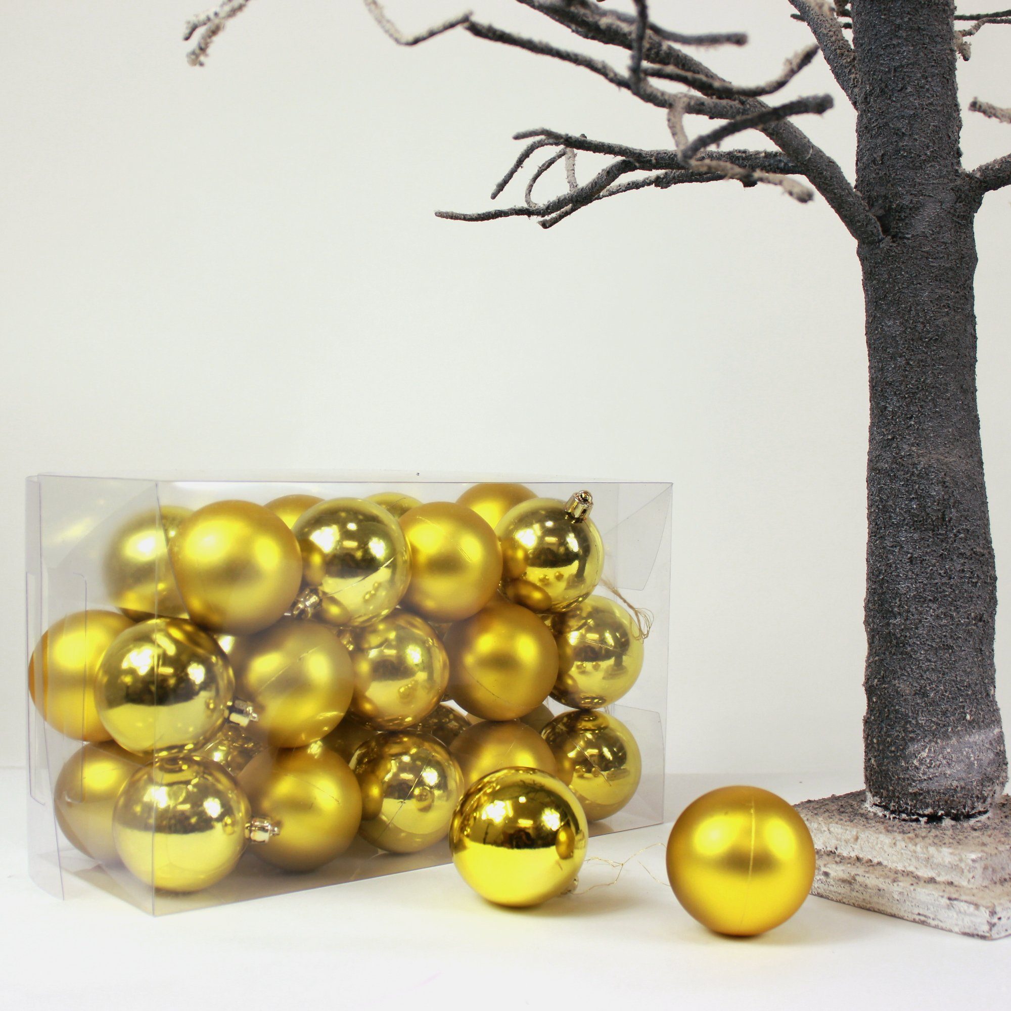 Lucht Weihnachtsbaumkugel Weihnachtskugeln 6 cm gold 30 Stück in der Box