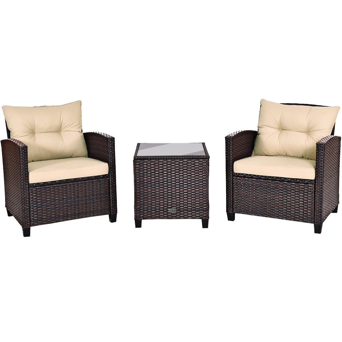 COSTWAY Gartenlounge-Set, (3-tlg., 2 Sessel & günstig online kaufen
