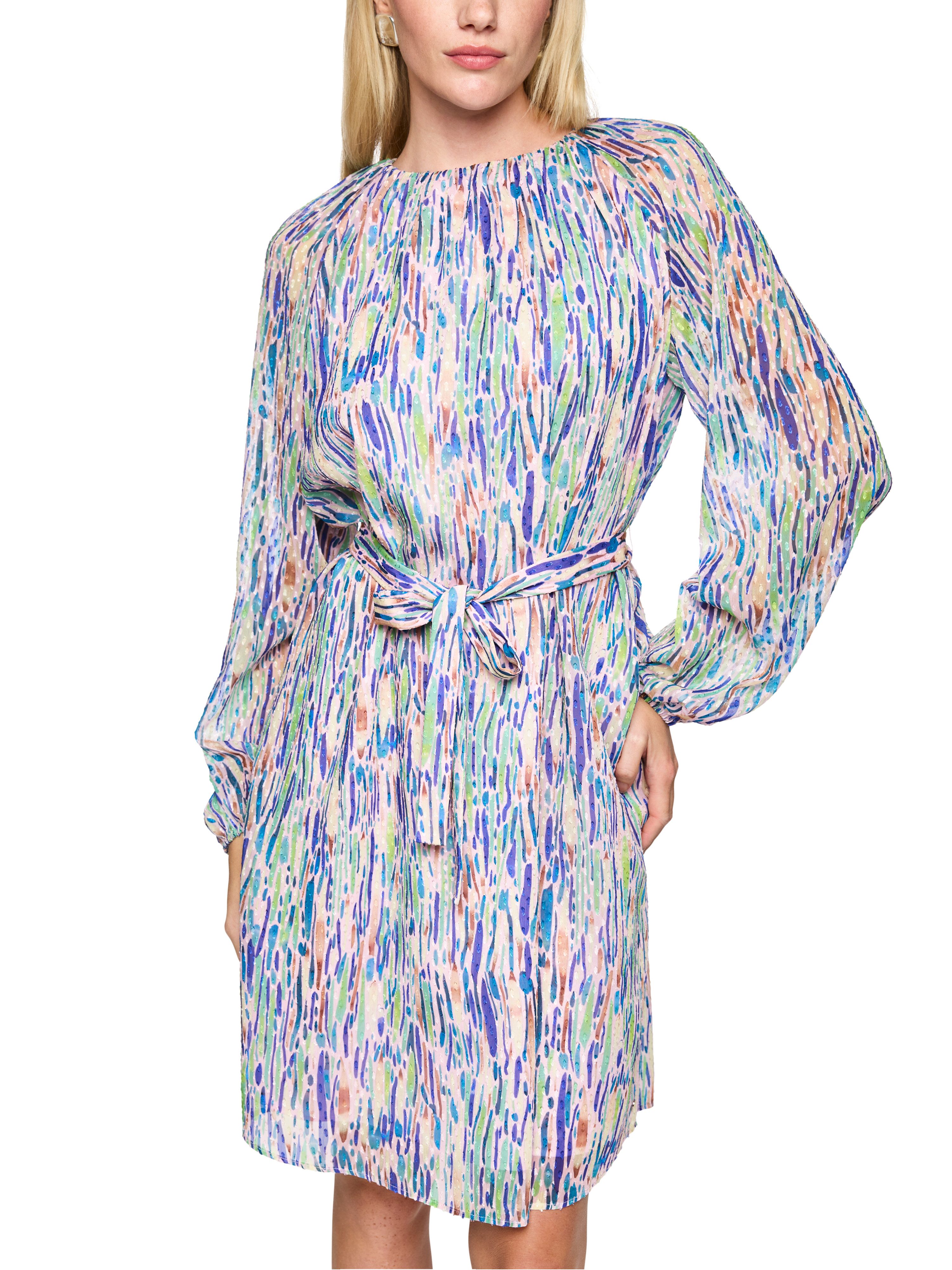 Marc Cain Midikleid Spring Fling Premium Damenmode mit Bindegürtel, mit buntem Confetti-Print