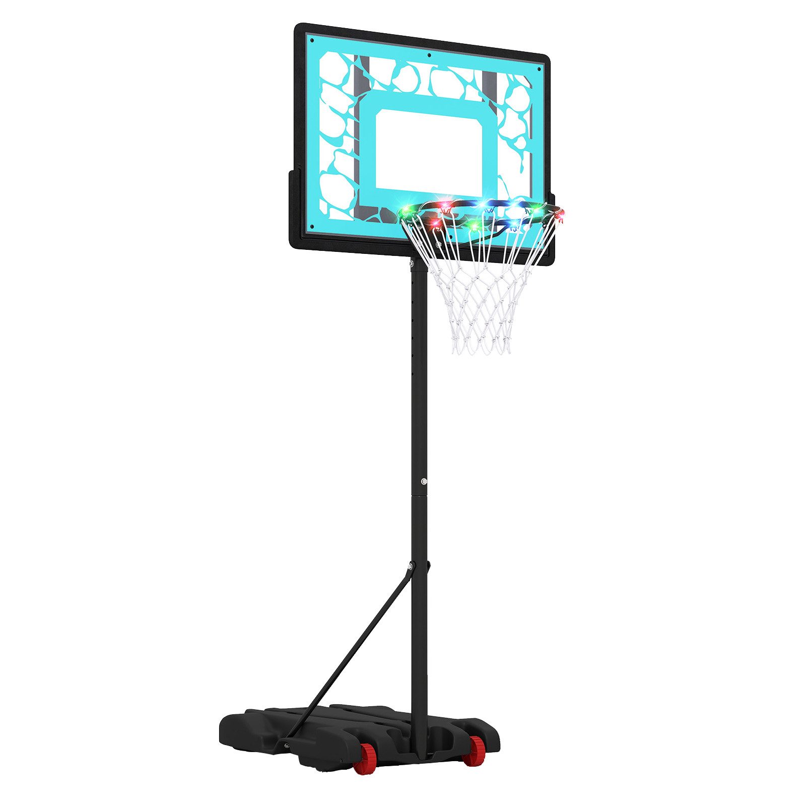 COSTWAY Basketballständer 164–193 cm, mit LED-Lichterkette, befüllbarem Standfuß
