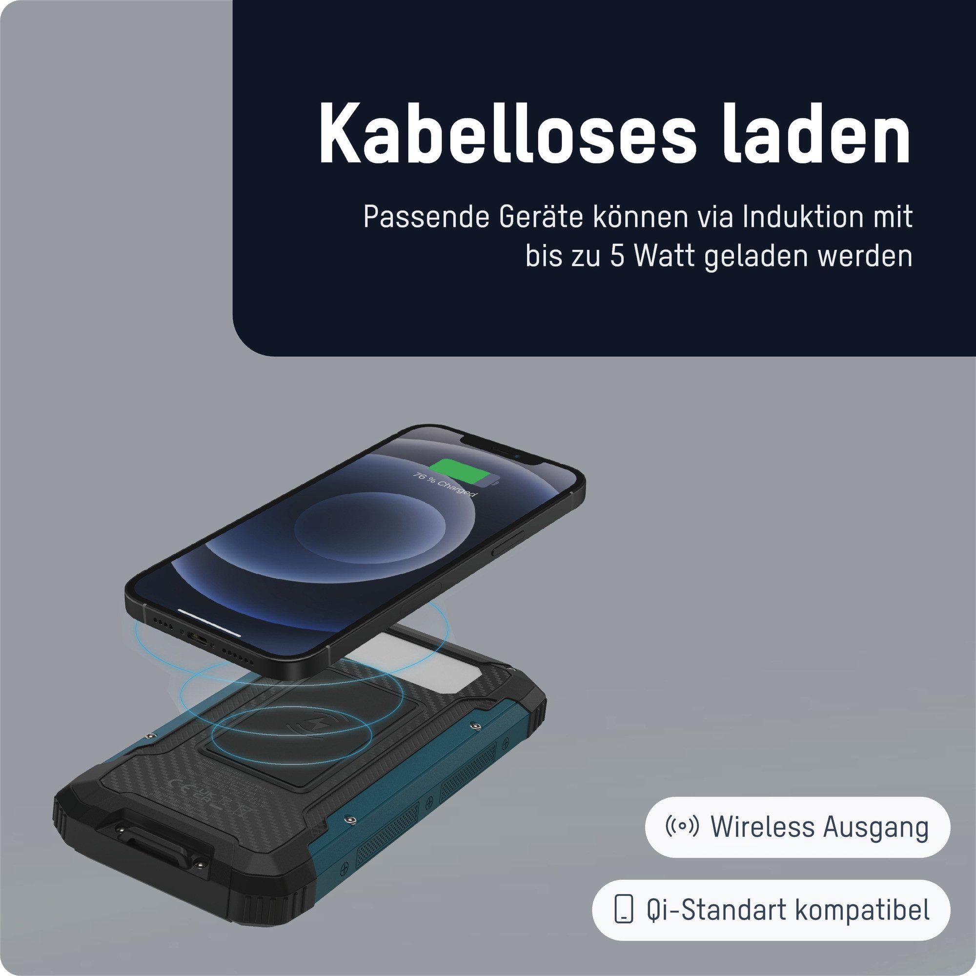 ANSMANN AG Solar Powerbank 10000mAh, Outdoor Ladegerät, mit Taschenlampe Powerbank 10000 mAh (3.7 V)