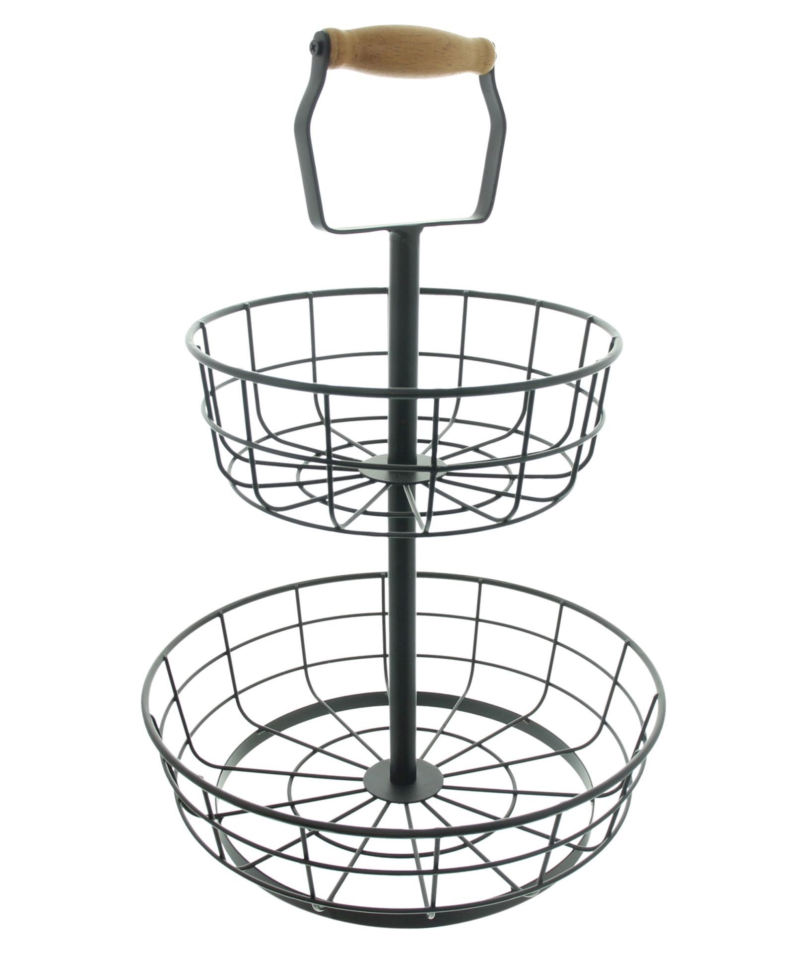Home-trends24.de Etagere Metall Etagere Obst Schale Korb Griff 2-stöckig Servierständer 45 cm, Metall