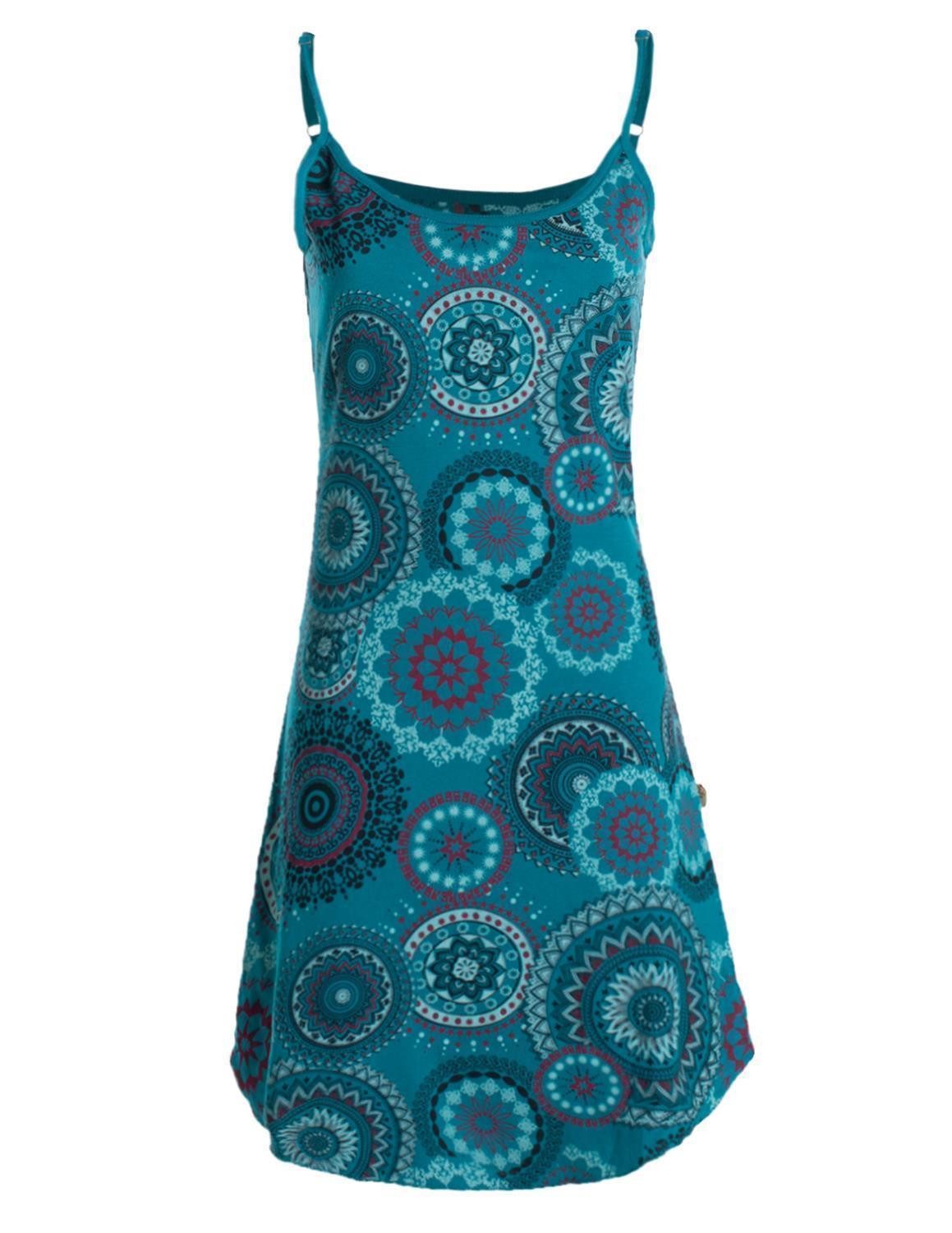 Vishes Minikleid Damen Sommer-Kleider Jersey-Kleid Mini-Kleid Spagettiträger-Kleid Goa, Guru, Hippie Style
