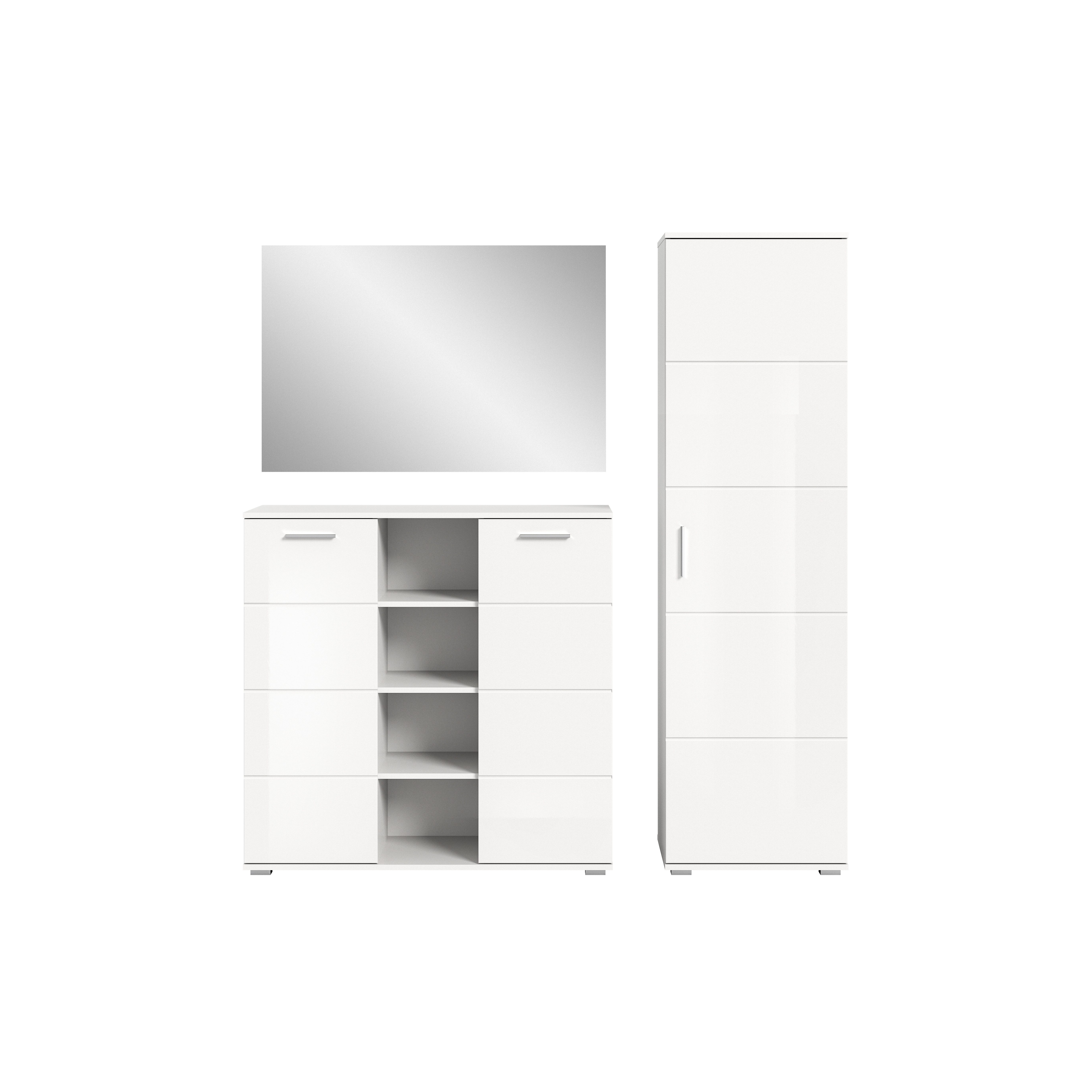 furnling Garderoben-Set Prieto, (3-St., Garderobenspiegel, Garderobenschrank, Sideboard), Flurmöbel, Garderobenmöbel, Komplett-Set, modern