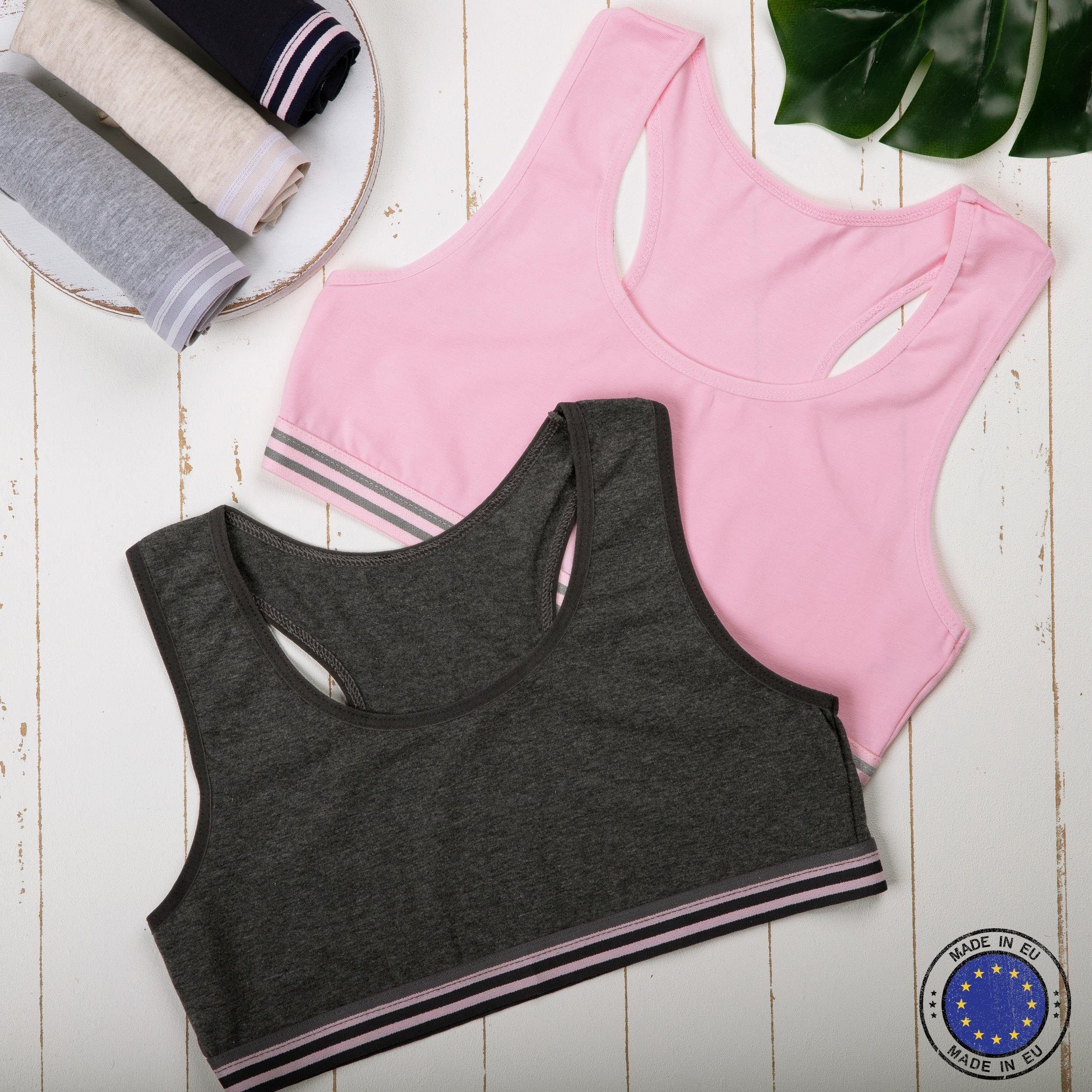 LOREZA Bustier 5er Set Mädchen Bustier BH - Streifen - Bunt (Set, 5-tlg., 5er-Pack)